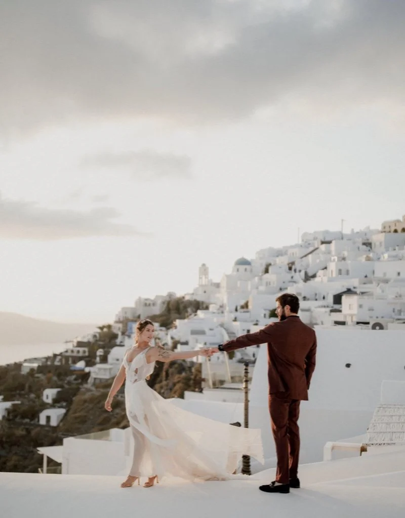 Mia wedding dress - Chelsea’s Elopement in Santorini Greece