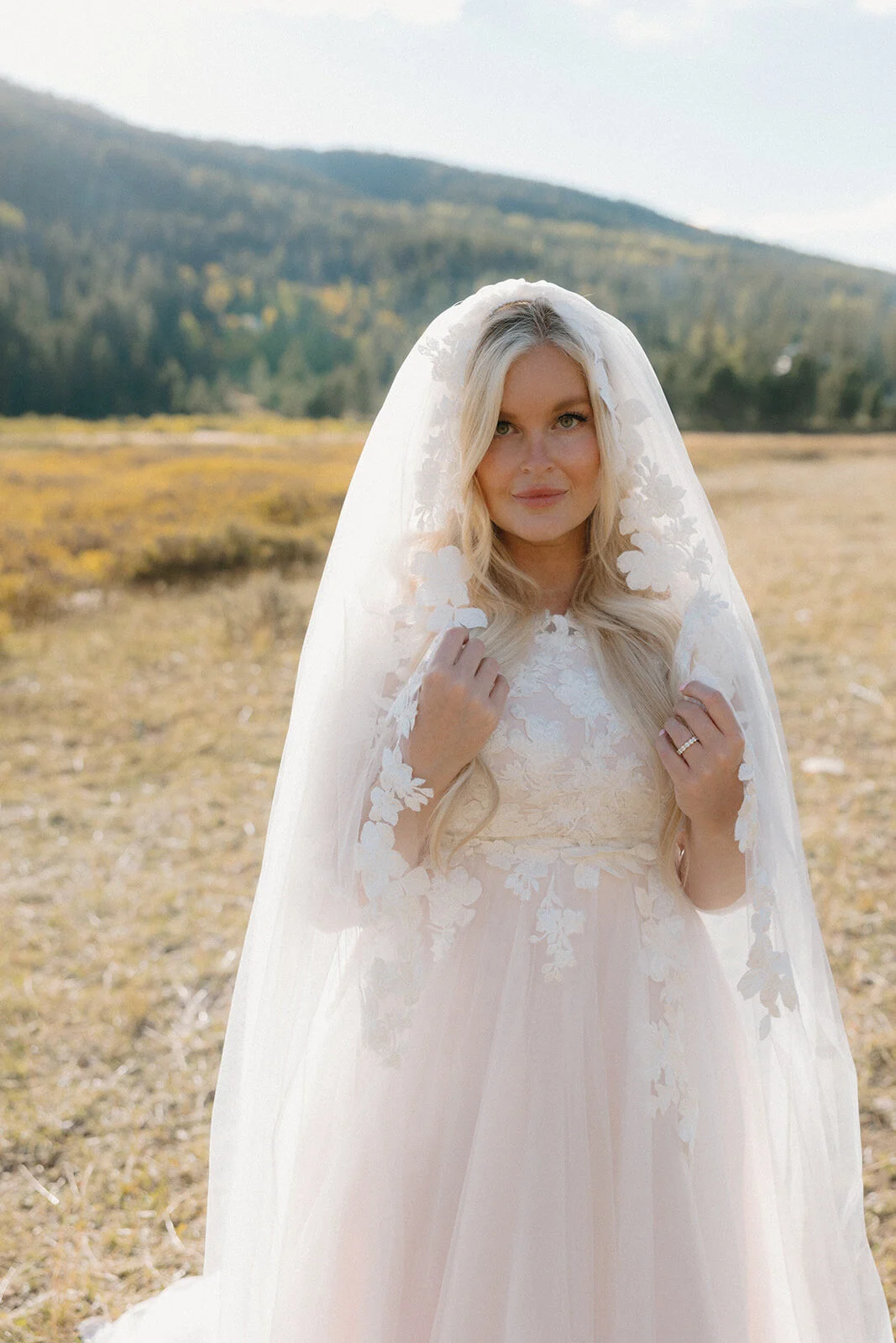 “Brooke” floral lace whimsical veil