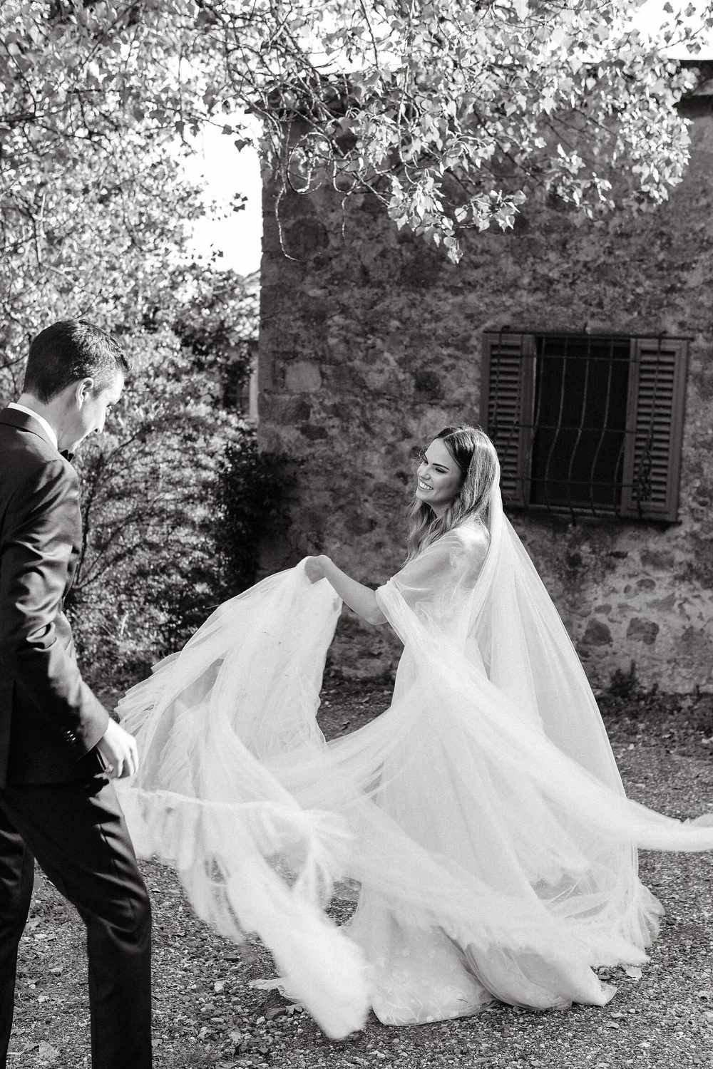 Paige" silk chiffon, fingertip length veil  Daci Gowns