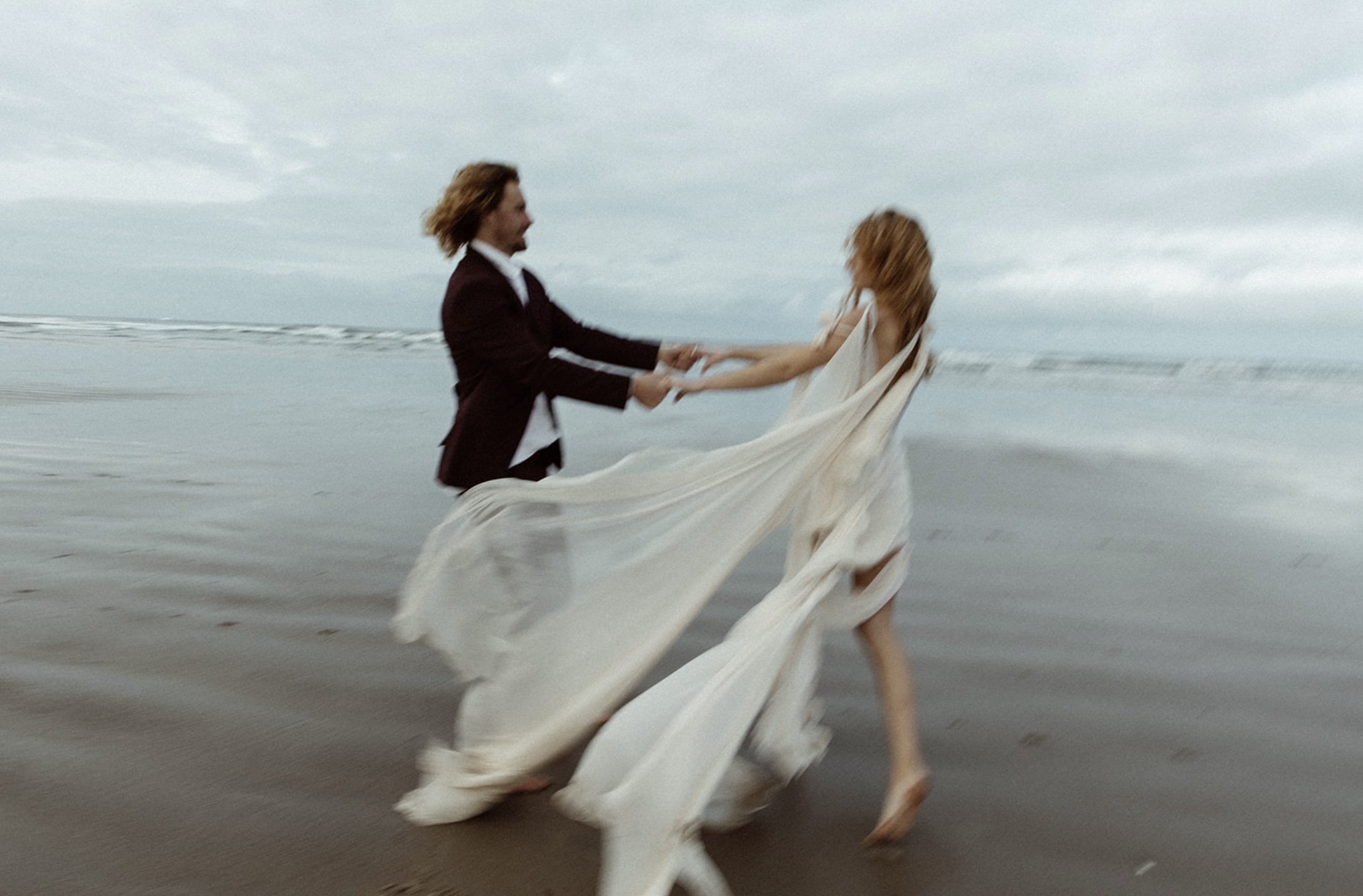   Mia wedding dress.  Elopement in Cannon Beach, Oregon Coast. Photo by  Madison Maltby Photography.   