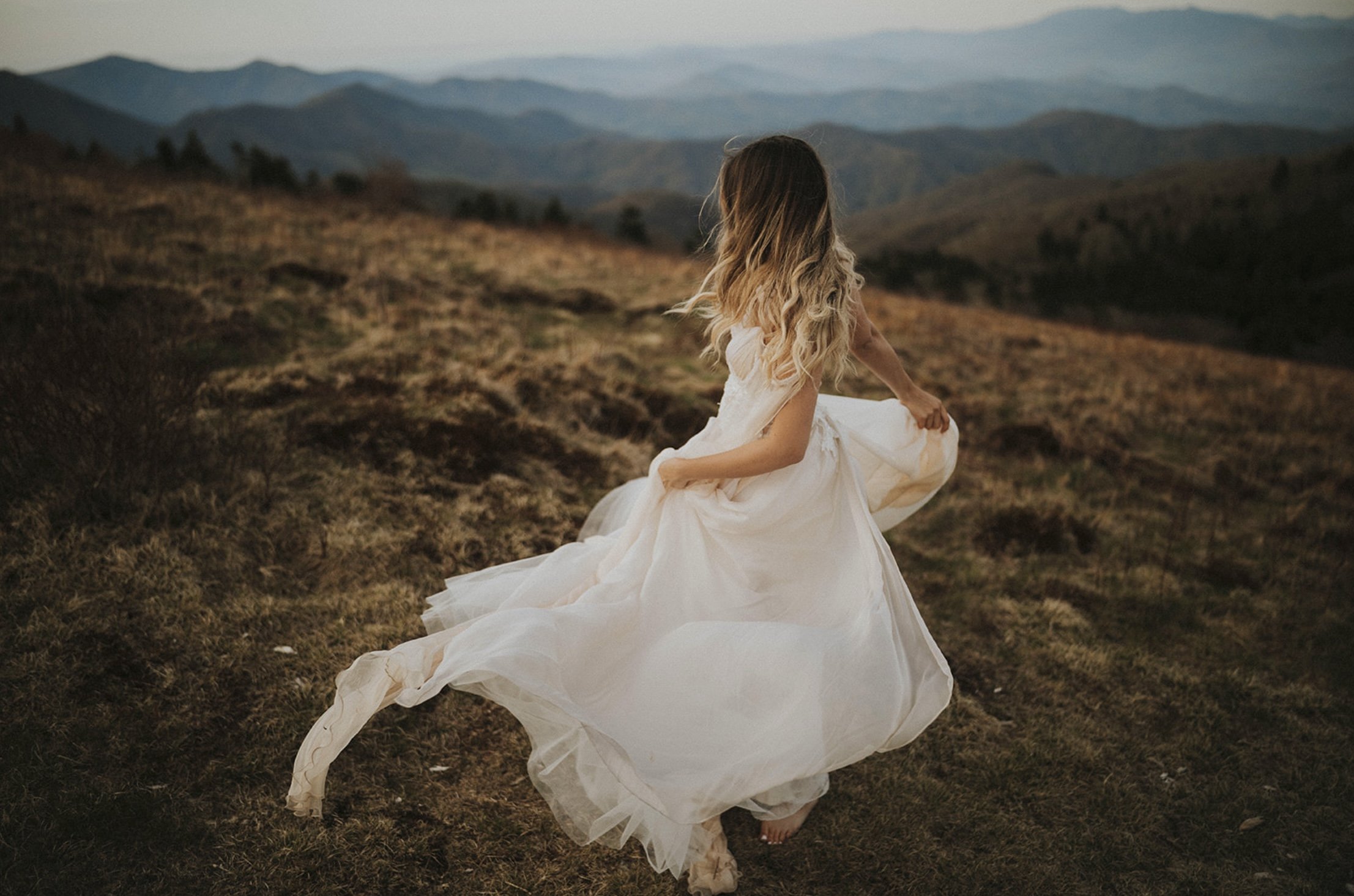   Heidi wedding dress . Elopement in Roan Mountain, Tennessee. Photo by  Hannah Murray Photography.   