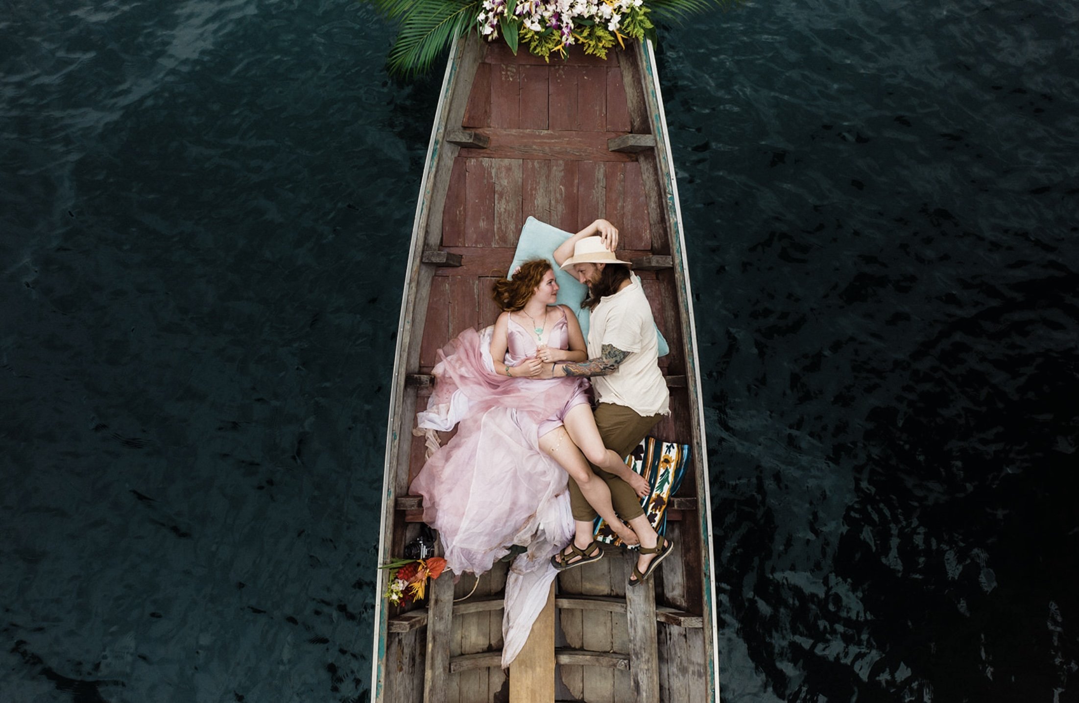  Custom wedding dress. Bride Meg’s elopement in Thailand. Photo by  The Foxes Photography .  