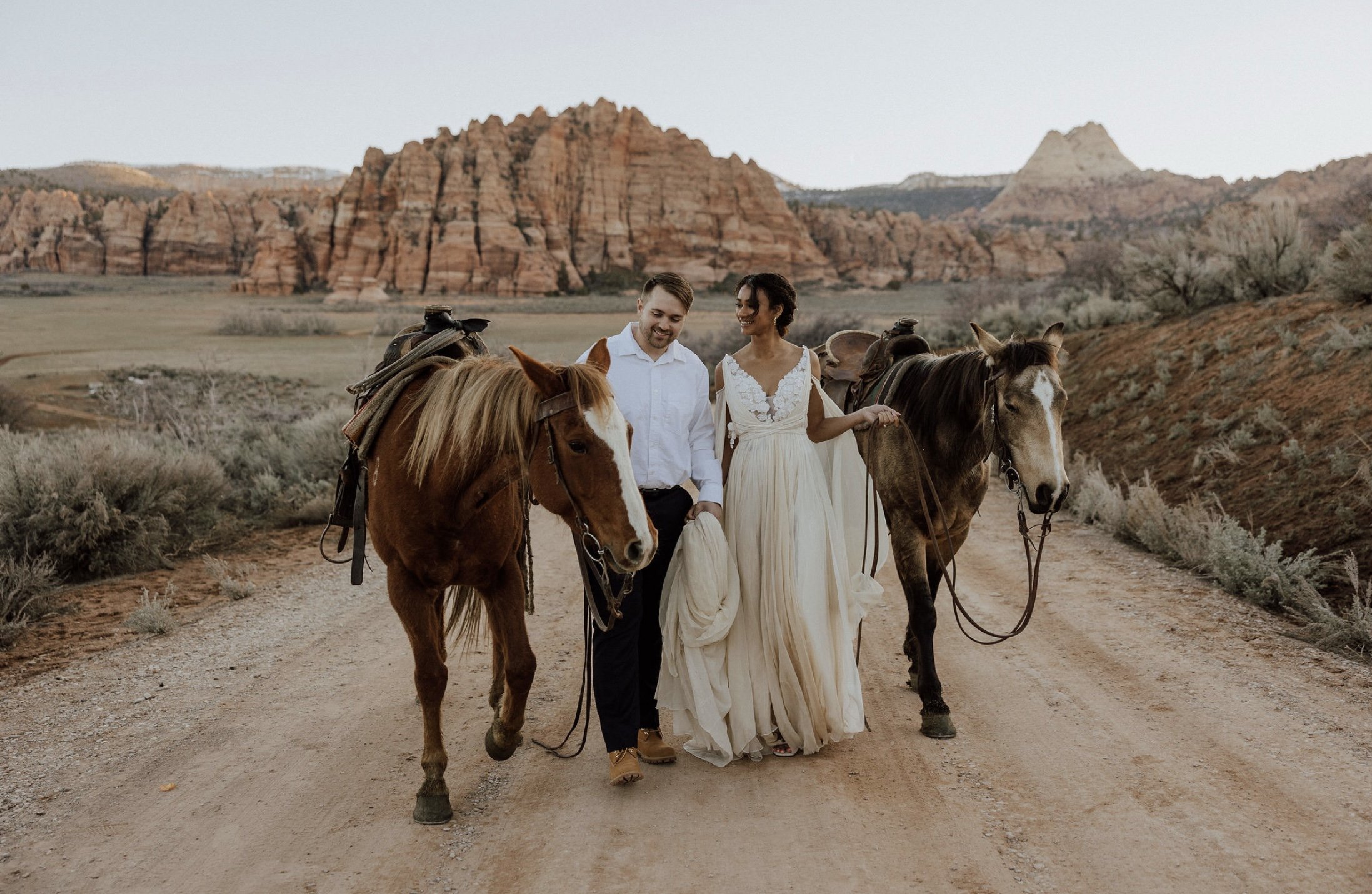   Summer wedding dress . Elopement in Zion National Park. Photo by  Abigail Traver Photography.   