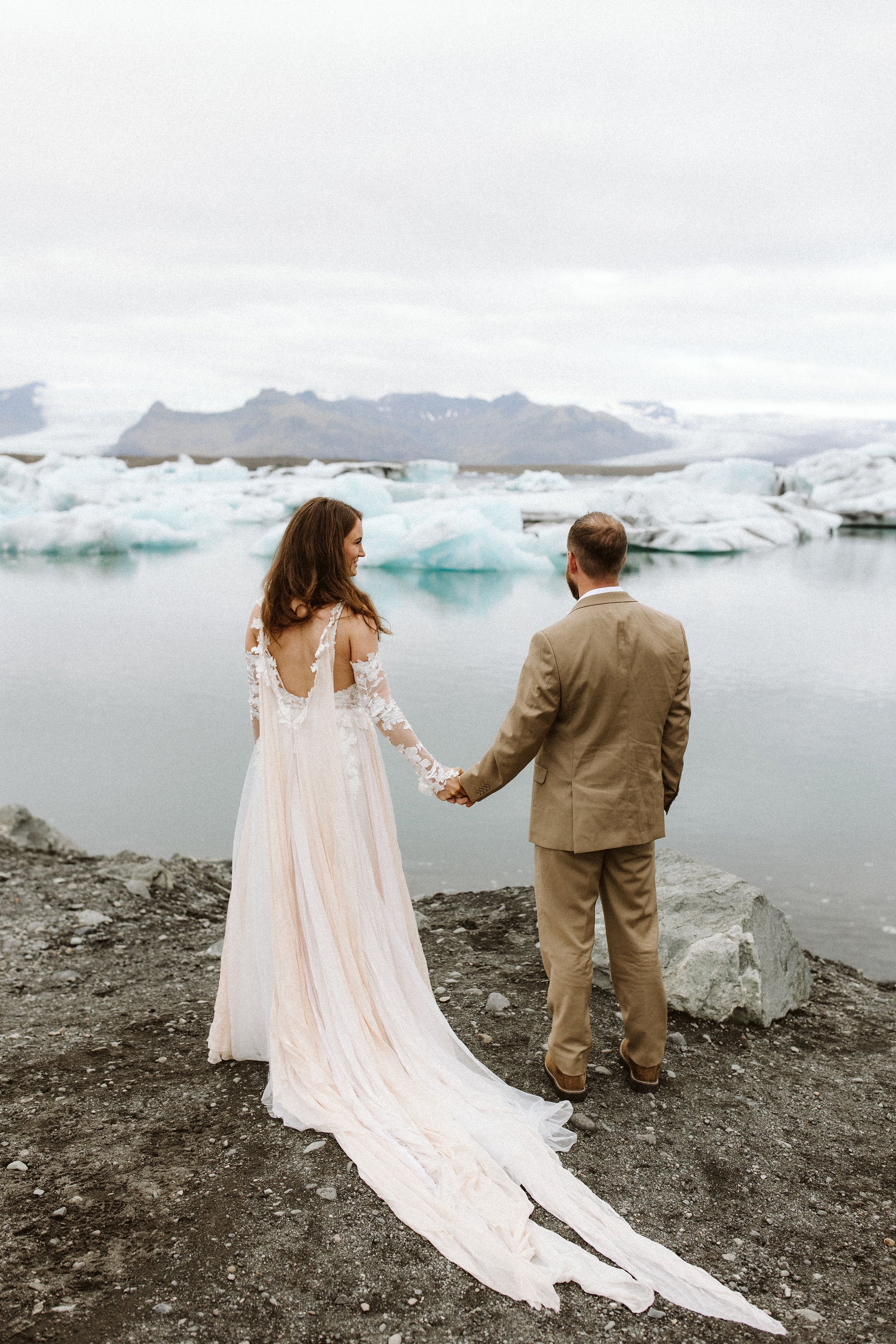  Custom wedding dress. Bride Jessica’s elopement in Iceland. Photo by  Evelyn Barkey Photography.   