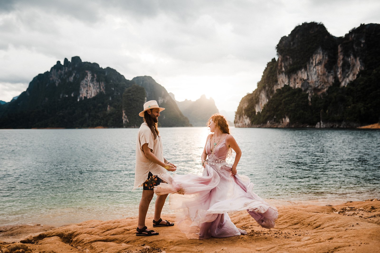  Custom wedding dress. Bride Meg’s elopement in Thailand. Photo by  The Foxes Photography.   