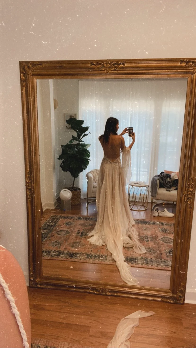 Bride Jenna at her fitting in Boise