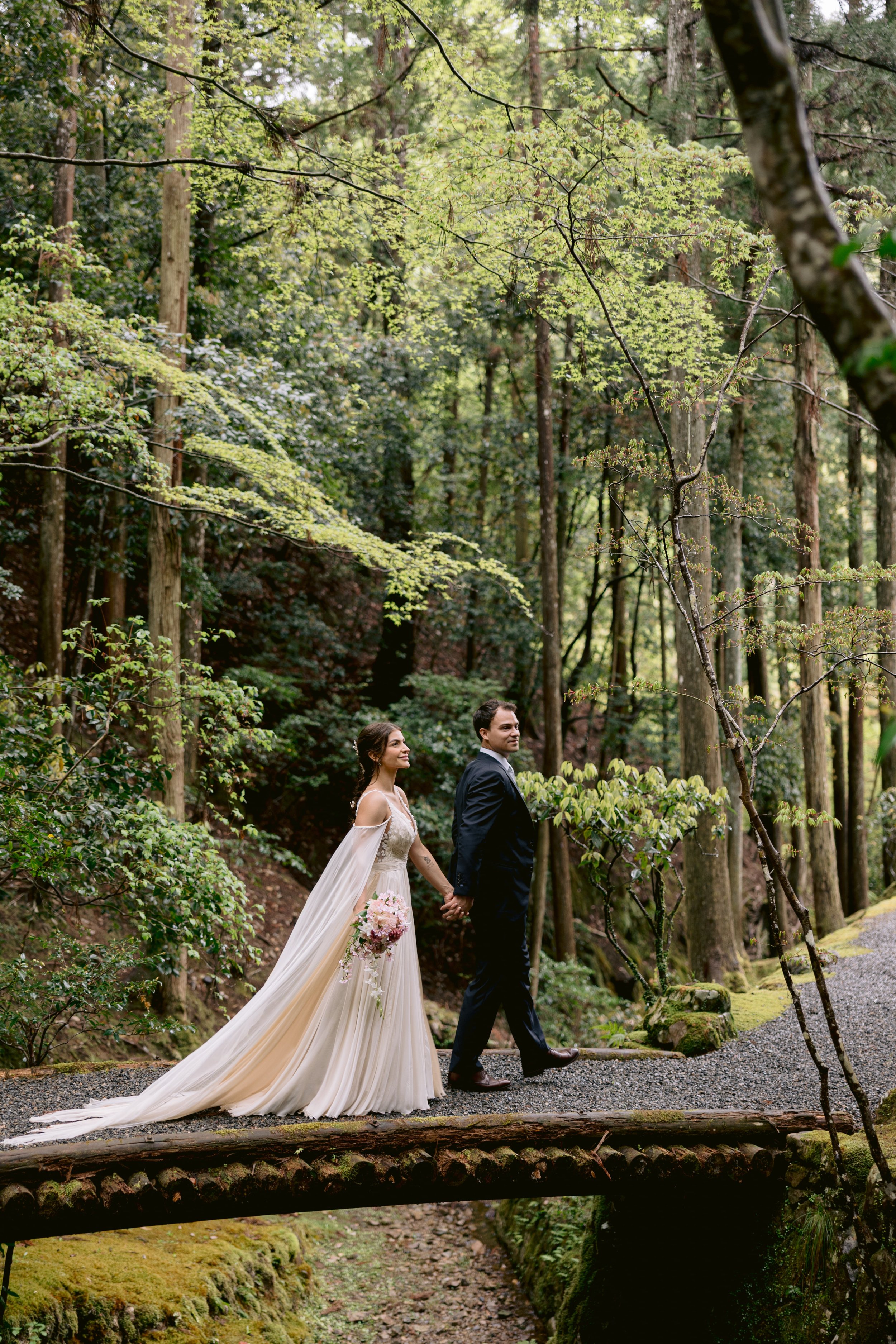 Alexis' Kyoto Garden Elopement - The "Summer" Gown in flowing silk and magic
