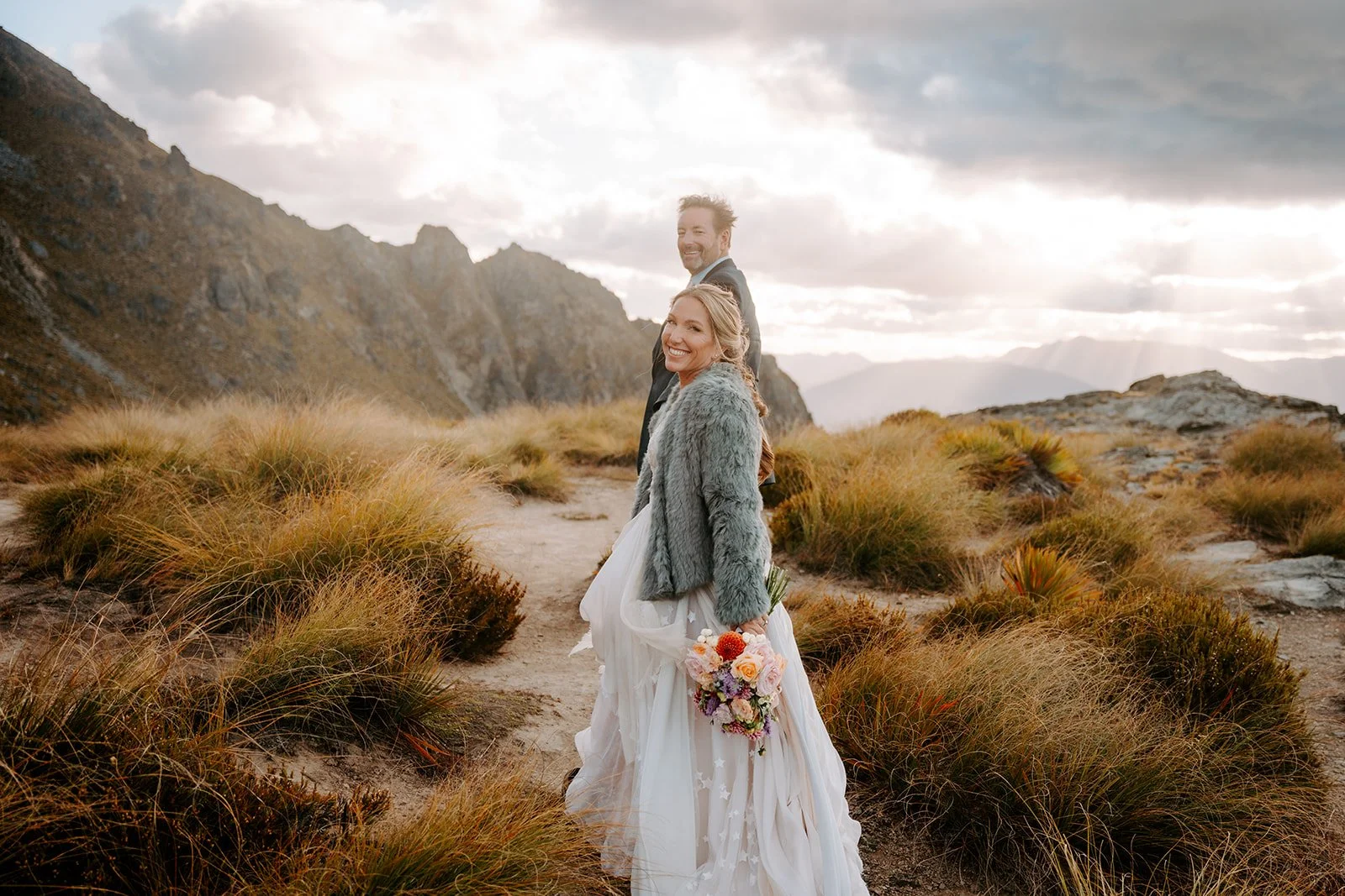 Lightweight A-line wedding gown for New Zealand elopement bride