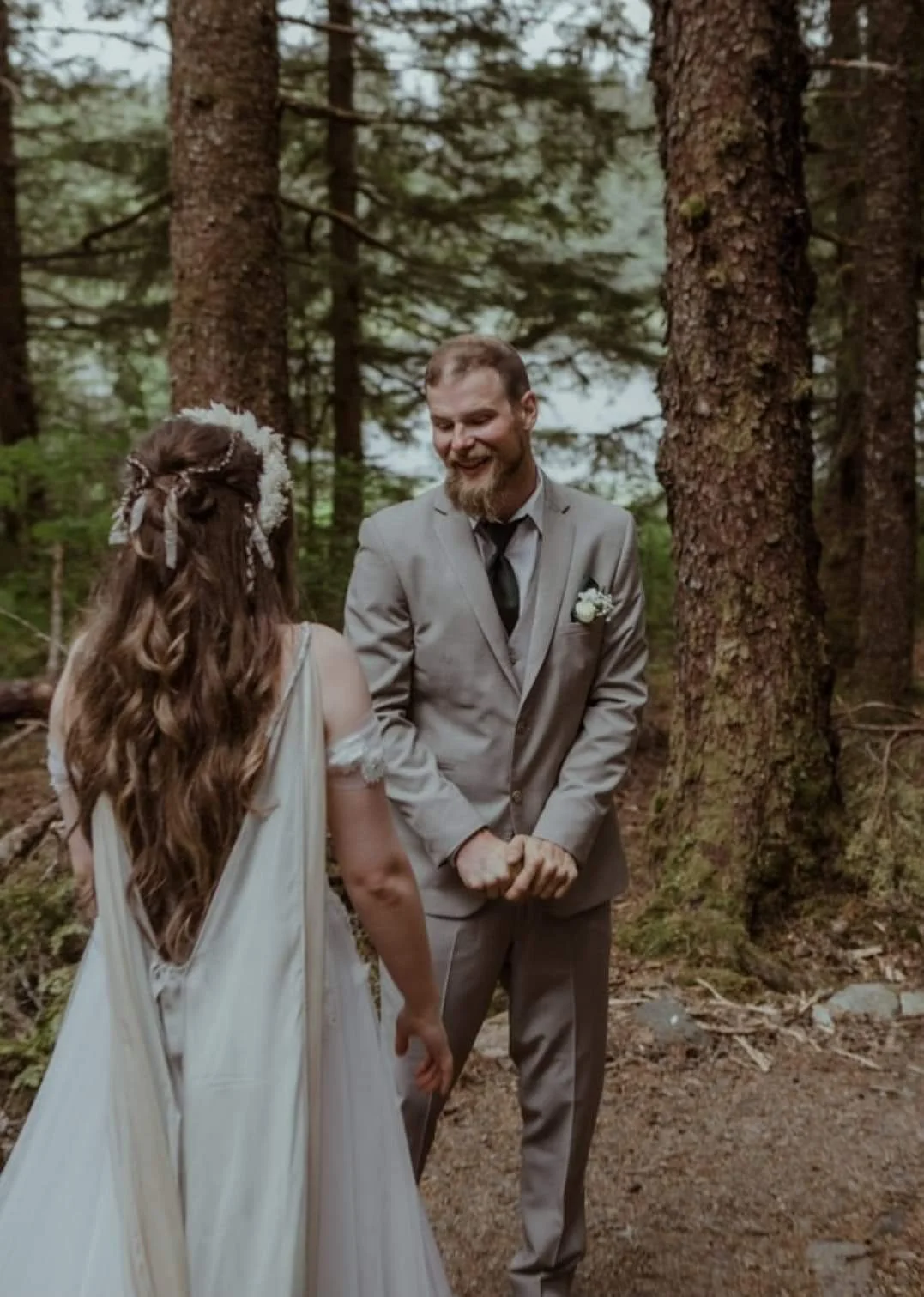 earthy boho wedding dress with silk bridal cape