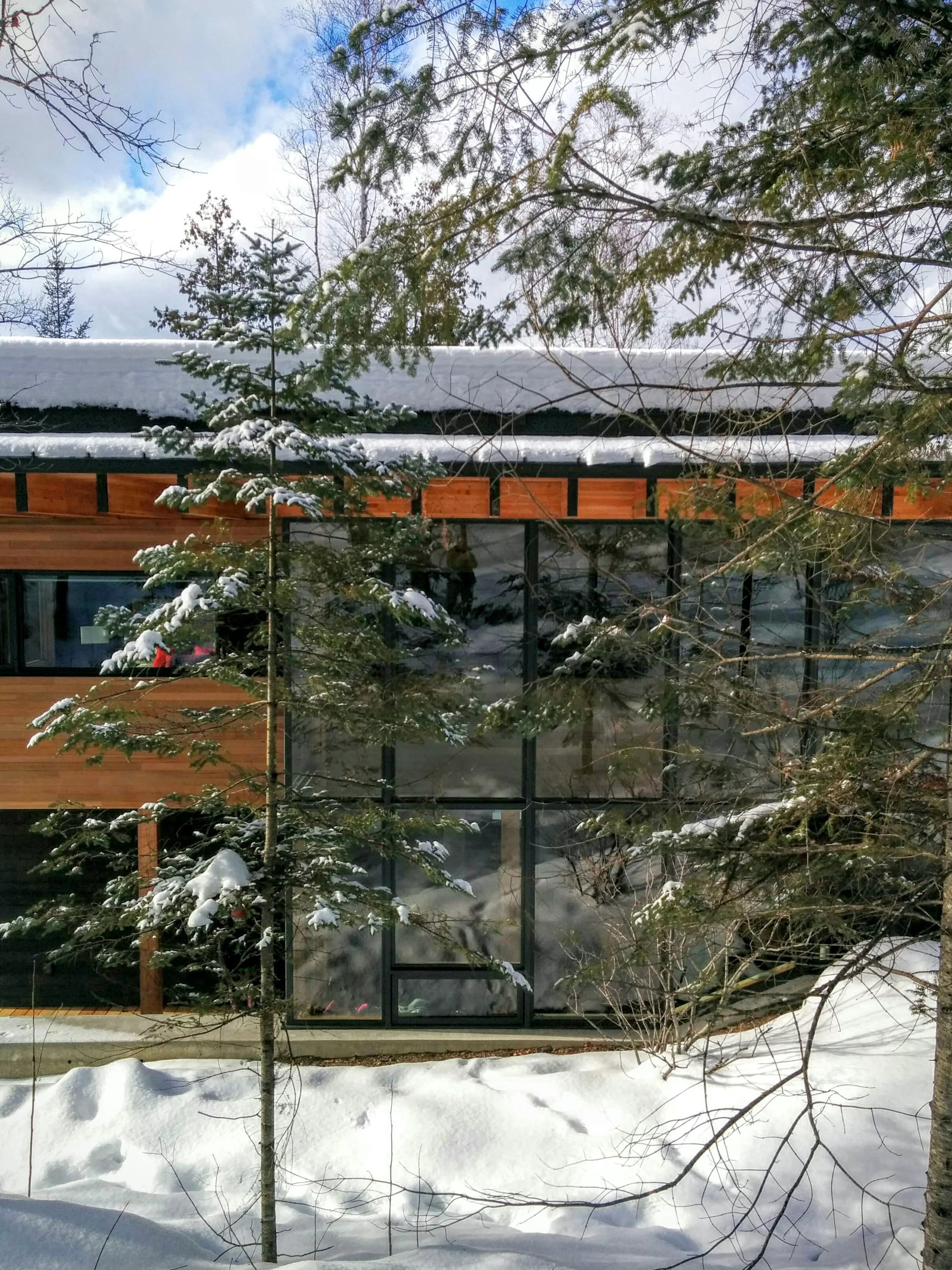 A Two Storey Glazed Foyer Peeks Through the Ontario Forest
