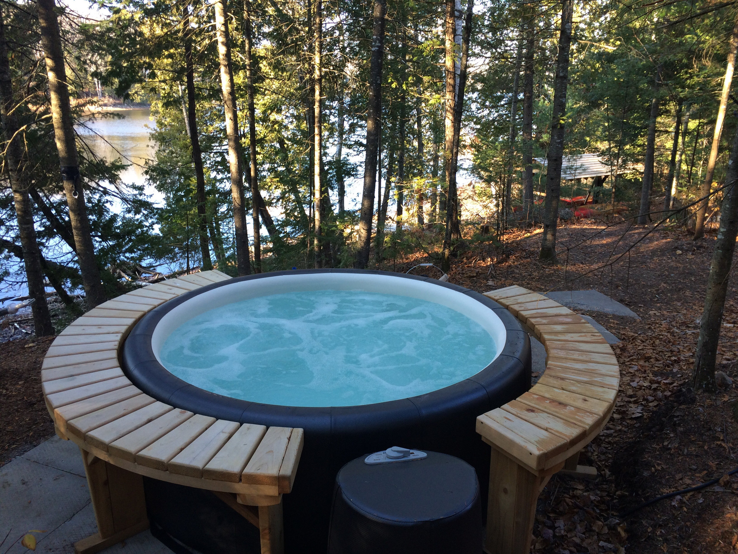 Take a Dip in Our Lakeside Hot Tub