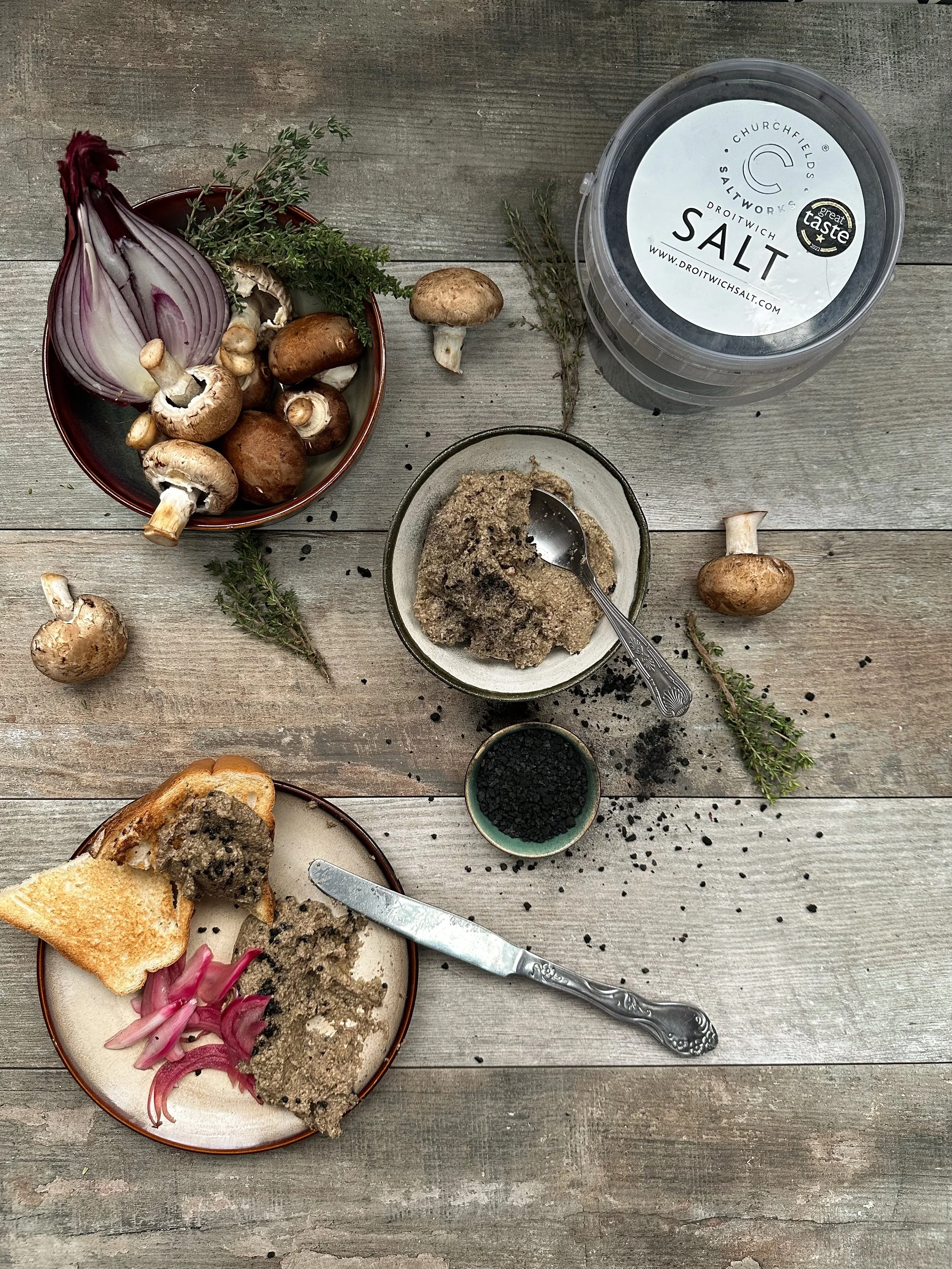 Mushroom Paté with Charcoal Salt