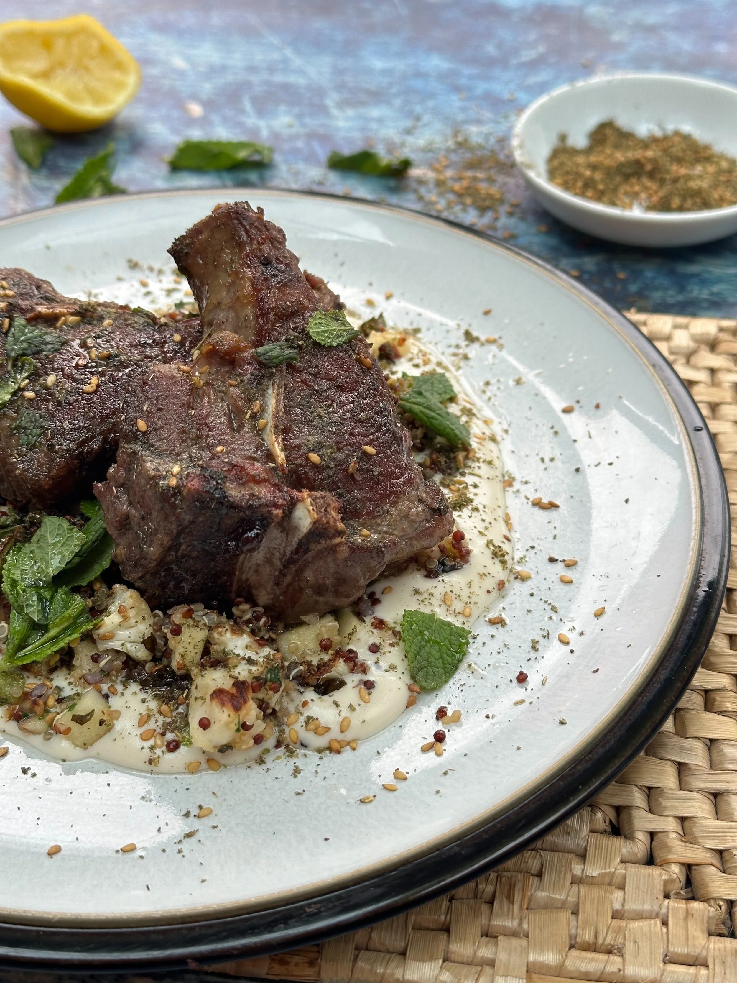 Lamb Chops, Cauliflower, Tahini, Za’atar &amp; Quinoa