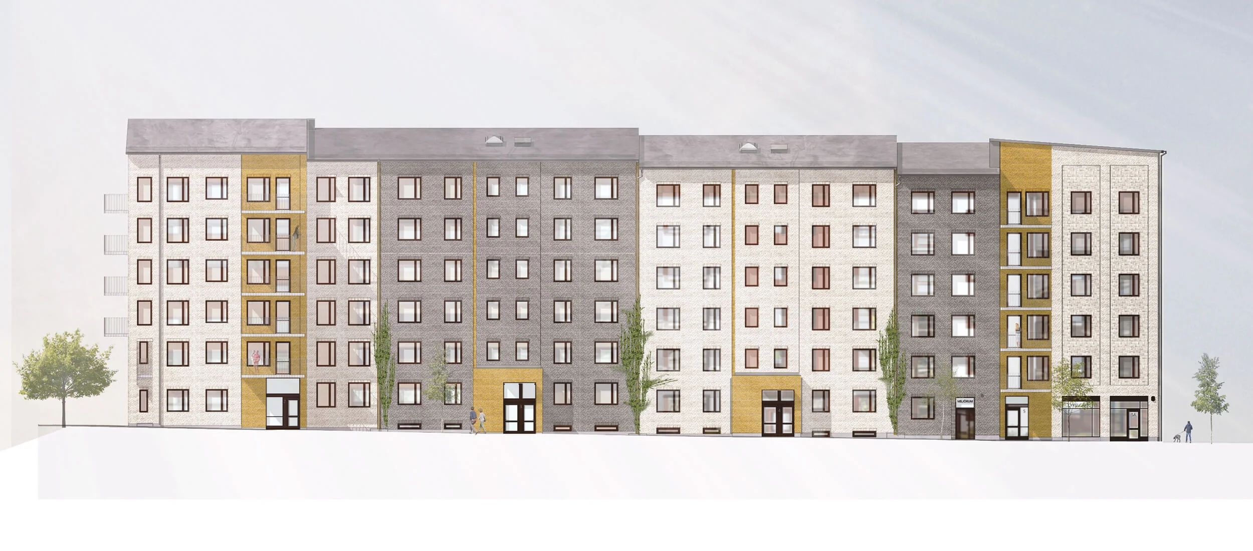   Fasad.  Mot stadsgatan. 