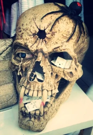 Here we see a theme emerging - the weaving together of horror and shopping. This skull was as big as a boulder.