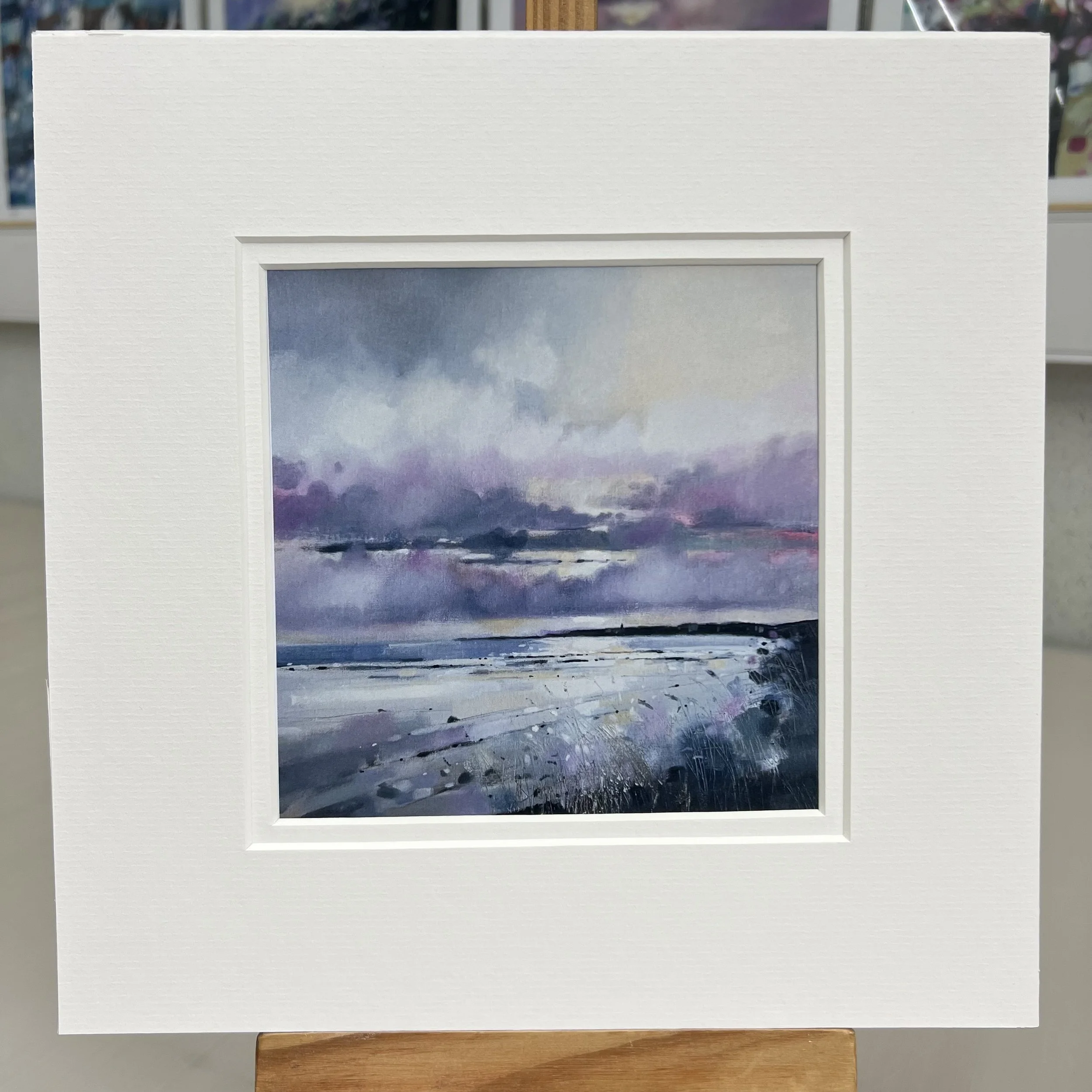 Greetings Card St Andrews West Sands Beach by Scottish Landscape Artist Emma S Davis. Mounted option.