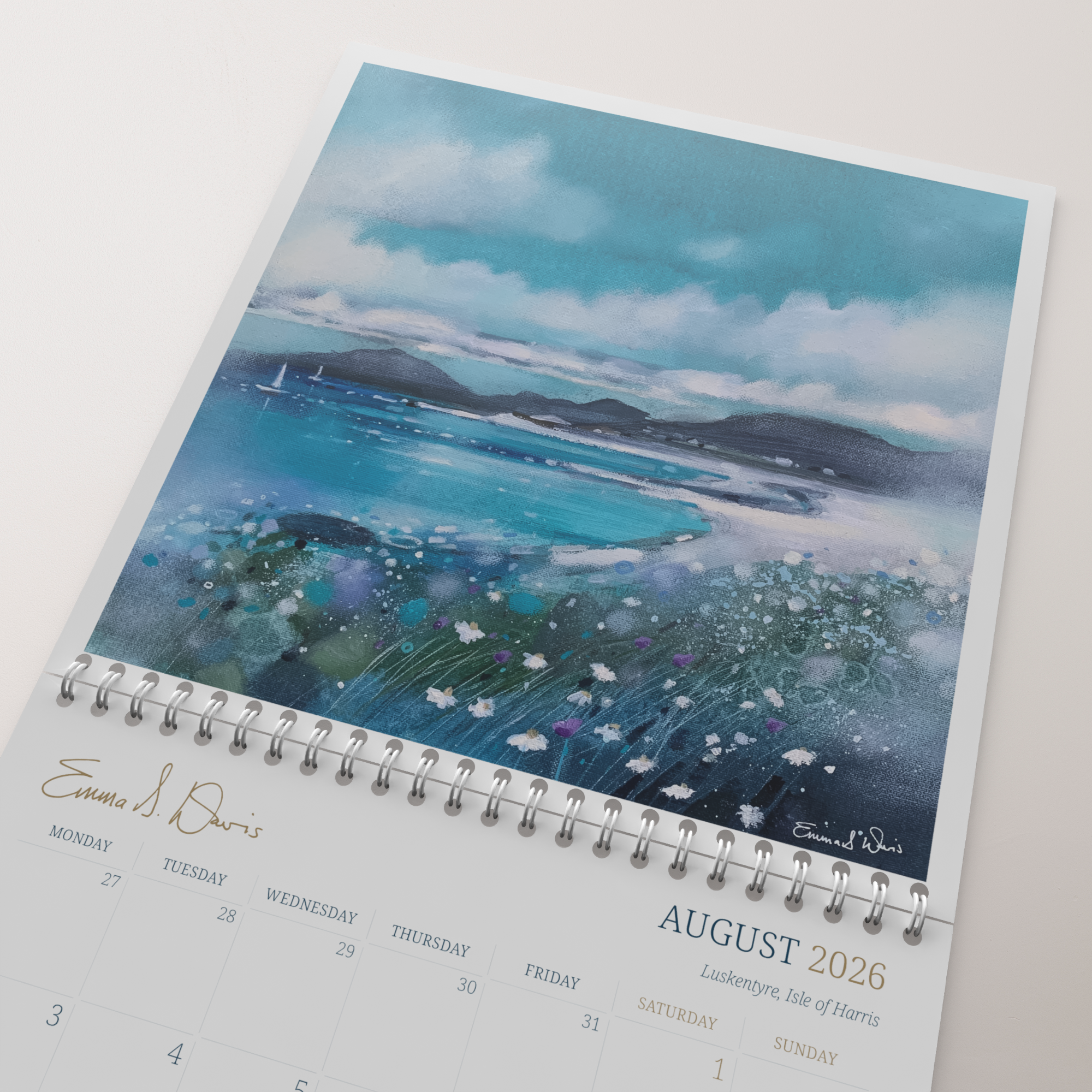 Calendar 2026 Scottish Landscape Art Prints by Emma S Davis Artist August
