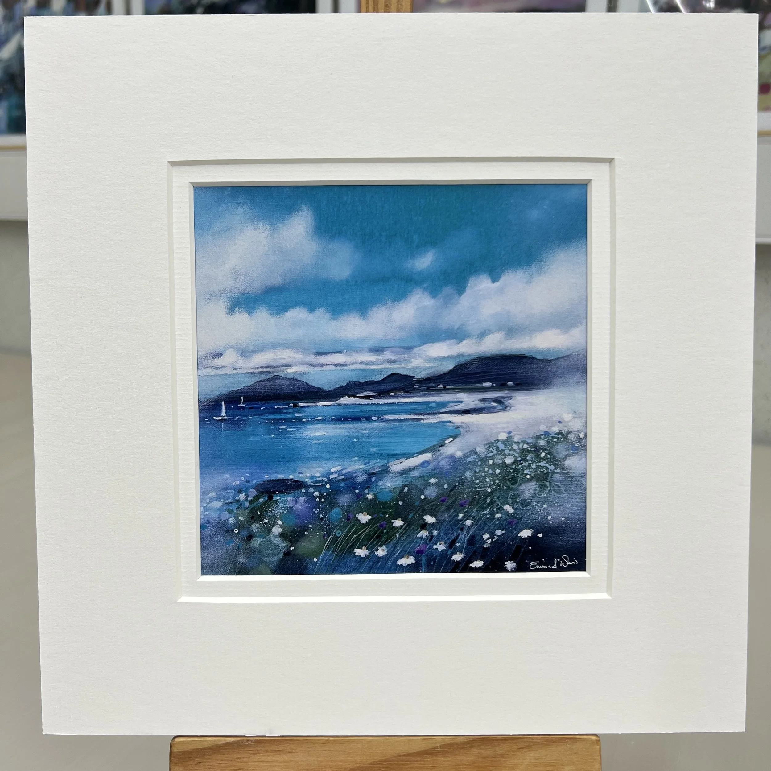 Greetings Card Luskentyre Isle of Harris Outer Hebrides by Scottish Landscape Artist Emma S Davis. Mounted option.