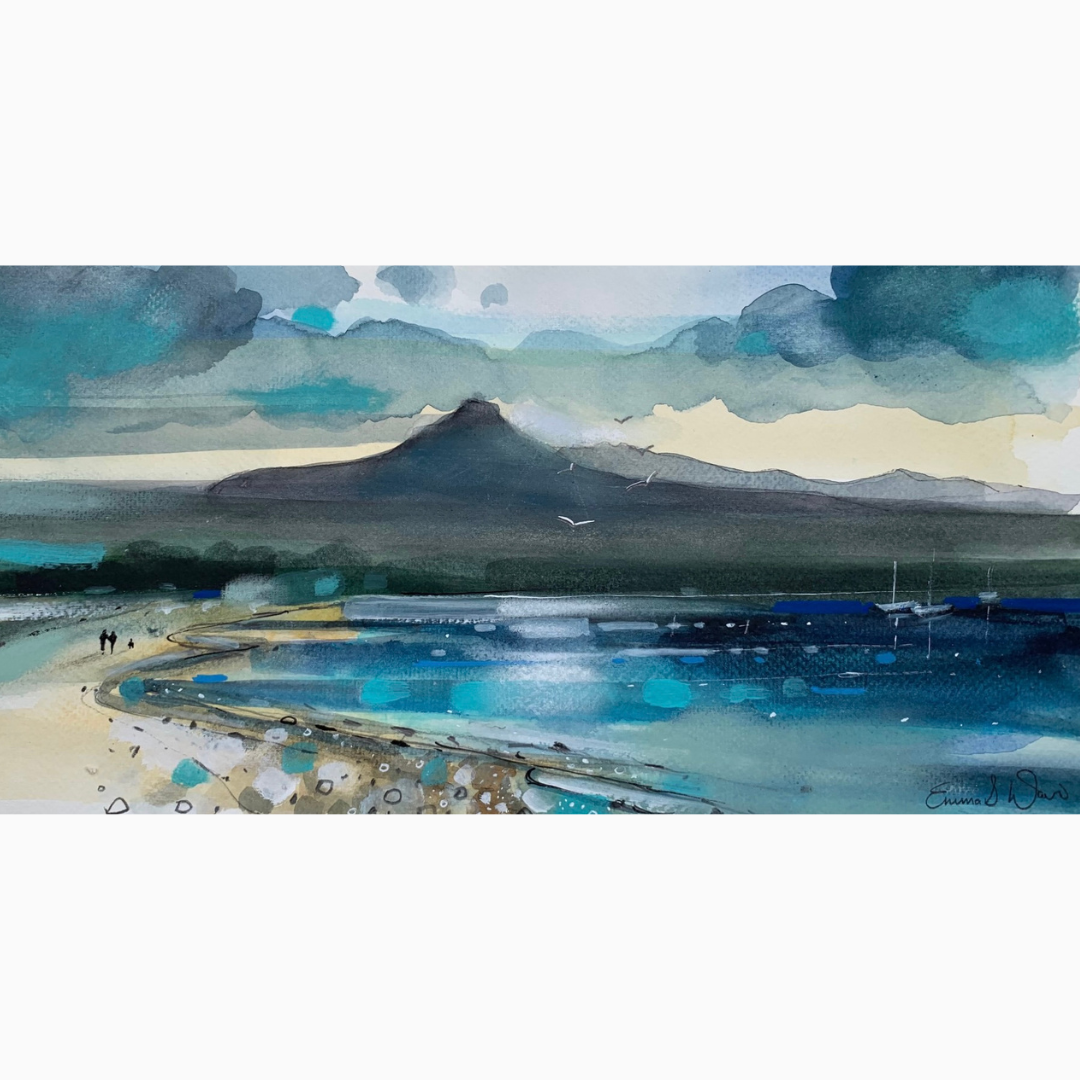 Summer Days, Brodick, Arran - Framed Greetings Card by Emma S Davis Artist - detail