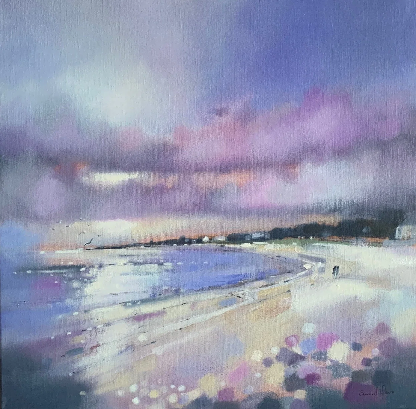 Detail of Art Greetings Card: 'Summer Days, Elie' by Emma S Davis Artist. Beach scene in the East Neuk Of Fife. Envelope included.