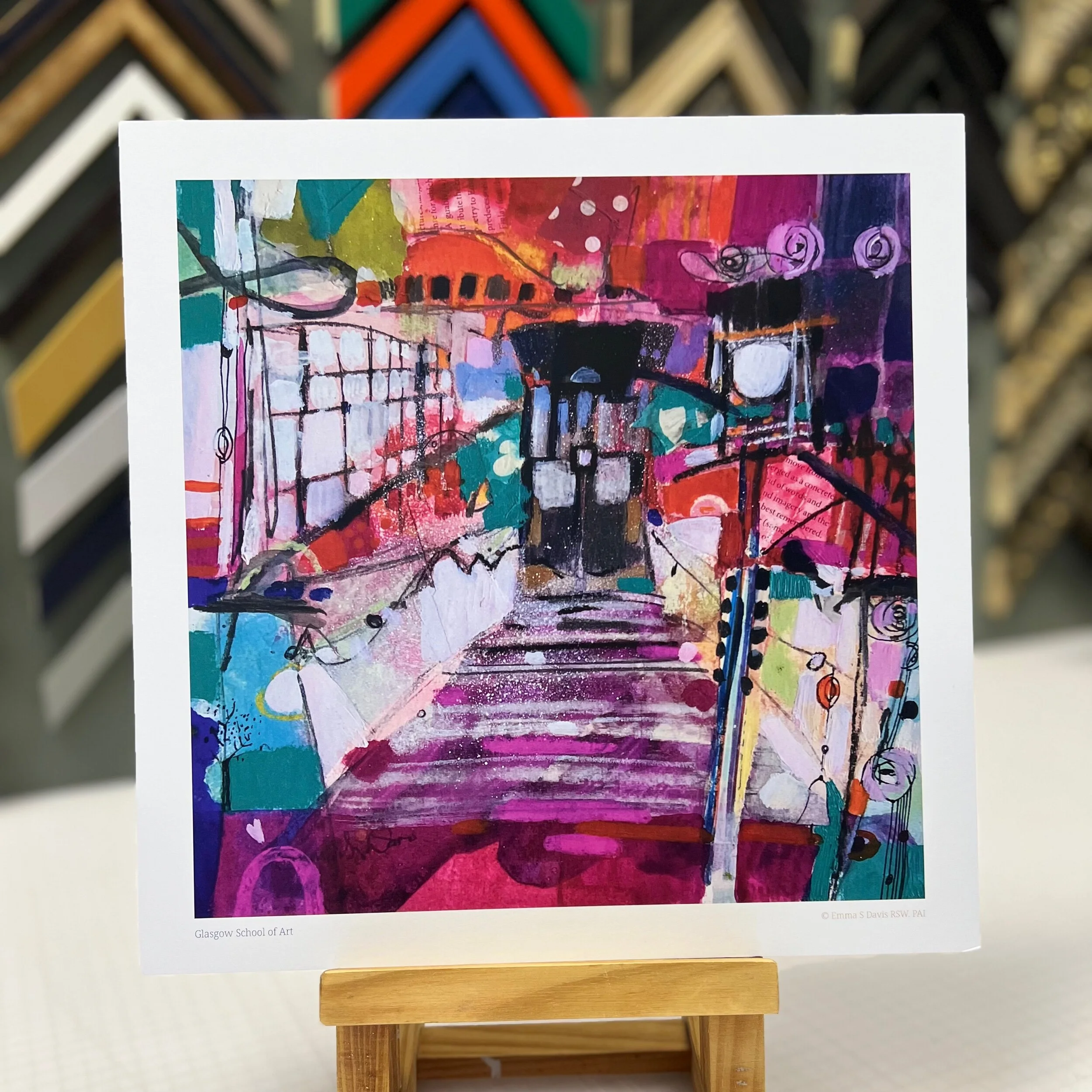 Art Print of Glasgow School of Art Charles Rennie Mackintosh Building Abstract by Emma S Davis. Print Only Option.