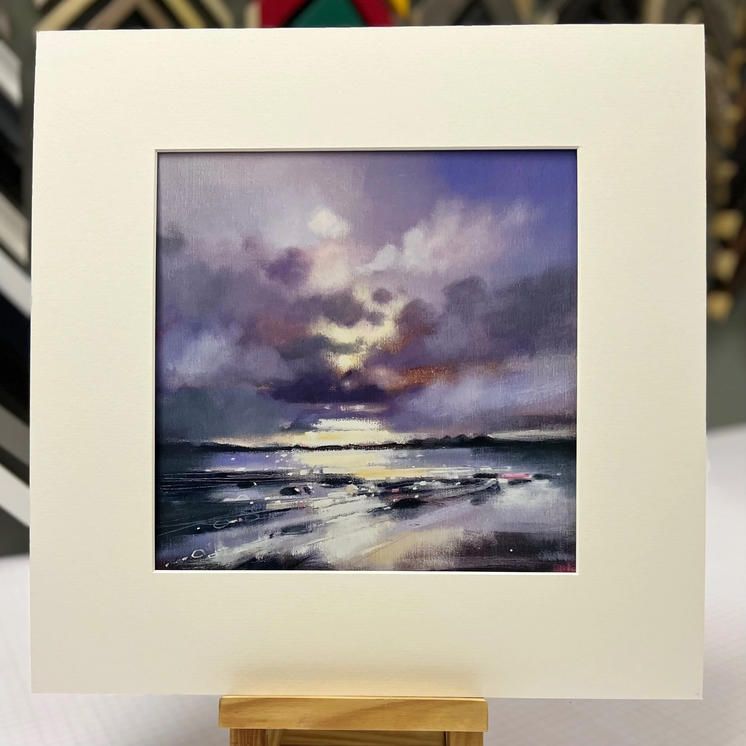 Art Print of Islay and Jura from Machrihanish by Scottish Landscape Artist Emma S Davis. Mounted Option.