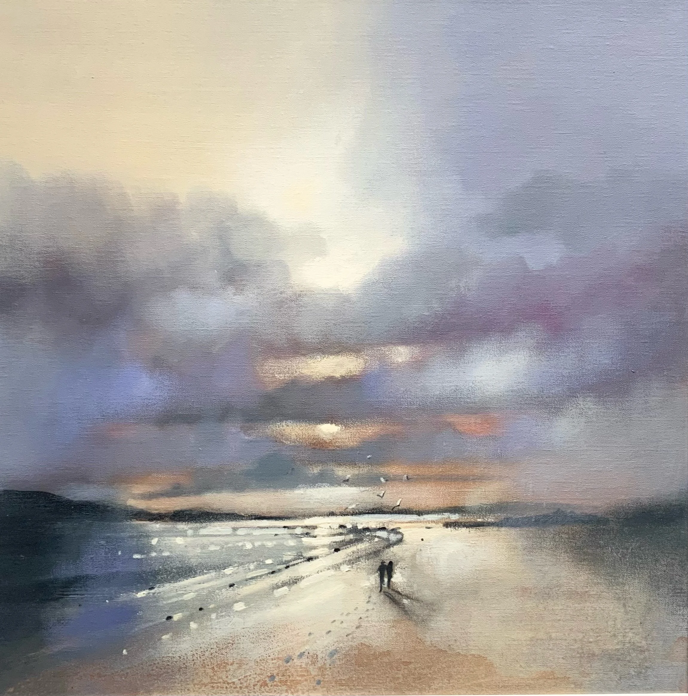 'Footprints in the Sand, Luskentyre' art card greetings card wall art by Emma S Davis Scottish Landscape Artist
