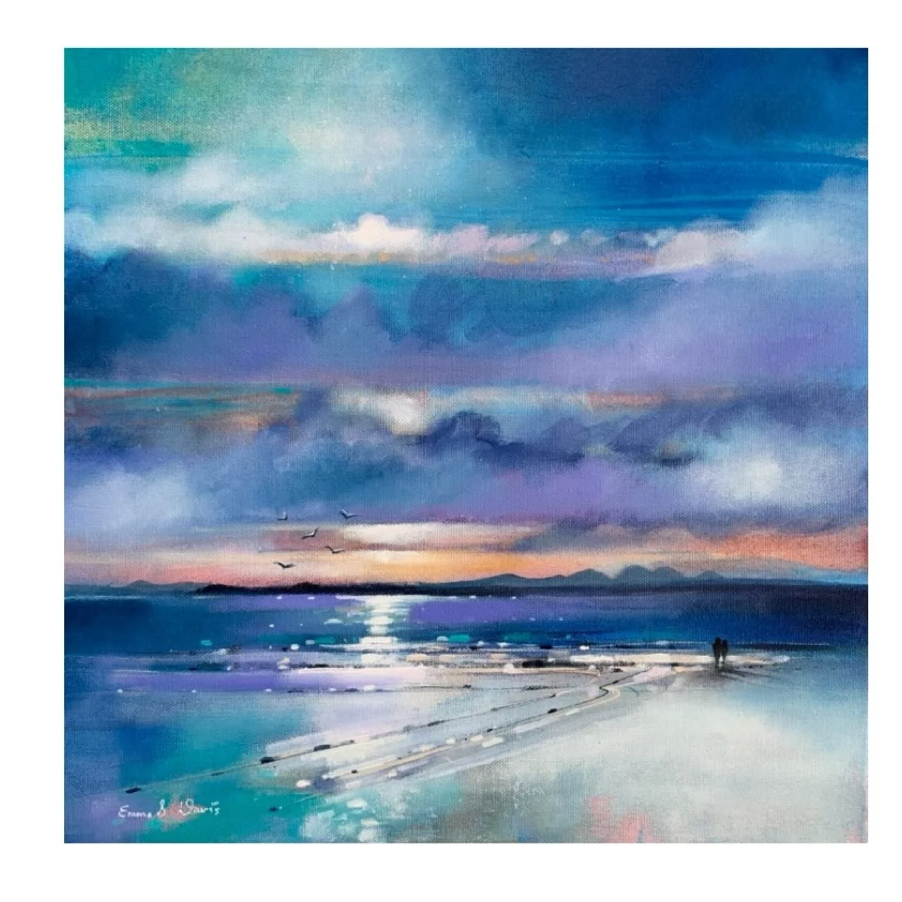 &lsquo;Sunset Walk, Muasdale&rdquo;
15&rdquo; x 15&rdquo; - now framed. Overall size approx 23&rdquo; x 23&rdquo; 
Available - just not on website yet. 
www.emmasdavisartist.co.uk
.
.
.
#emmasdavisartist #emmadavisart #scottishart #kintyre #muasdale 