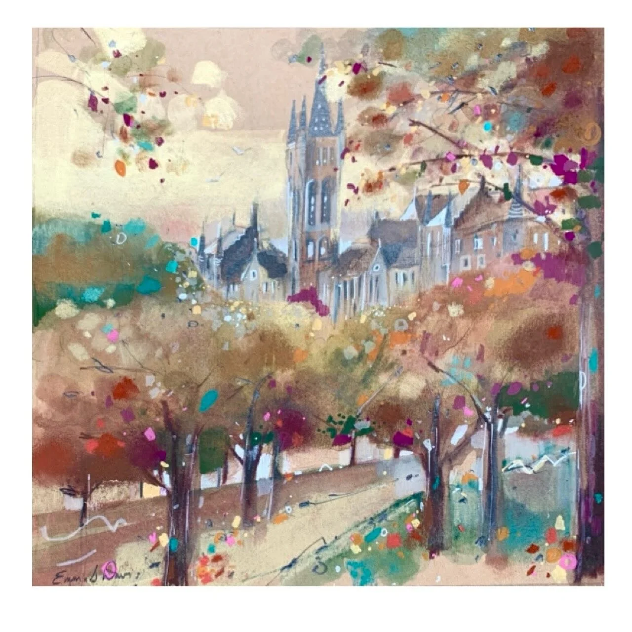 &lsquo;Uni Days&rsquo; 
Little mixed media piece now on the website. 
www.emmasdavisartist.co.uk 
.
.
.
#emmasdavisartist #scottishart #glasgowuniversity #glasgow #glasgowwestend