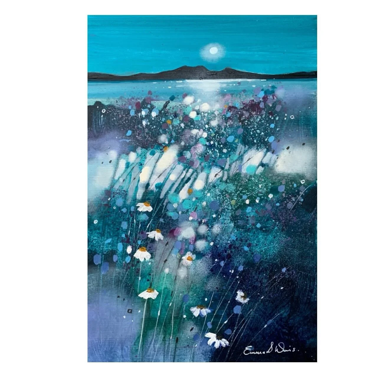 &lsquo;Moonlit Embrace, Arran&rsquo; 
8&rdquo; x 12&rdquo; (framed size approx 16&rdquo; x 20&rdquo;) 
Only available as original.
www.emmasdavisartist.co.uk
.
.
.
#emmasdavisartist #emmadavisart #scottishart #arran #arranart painting contemporaryart
