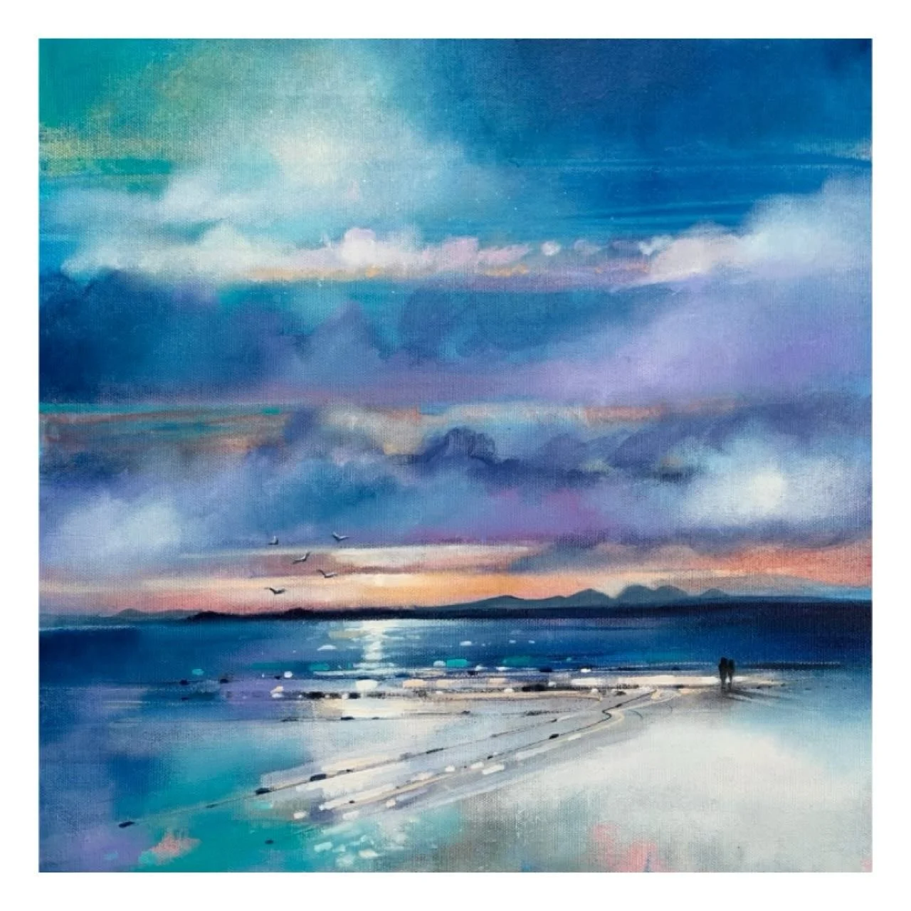 &lsquo;Sunset Walk, Muasdale&rdquo;
15&rdquo; x 15&rdquo; . Overall size approx 23&rdquo; x 23&rdquo; 
Available - just not on website yet 
www.emmasdavisartist.co.uk
.
.
.
#emmasdavisartist #emmadavisart #scottishart #kintyre #muasdale gigha jura sc