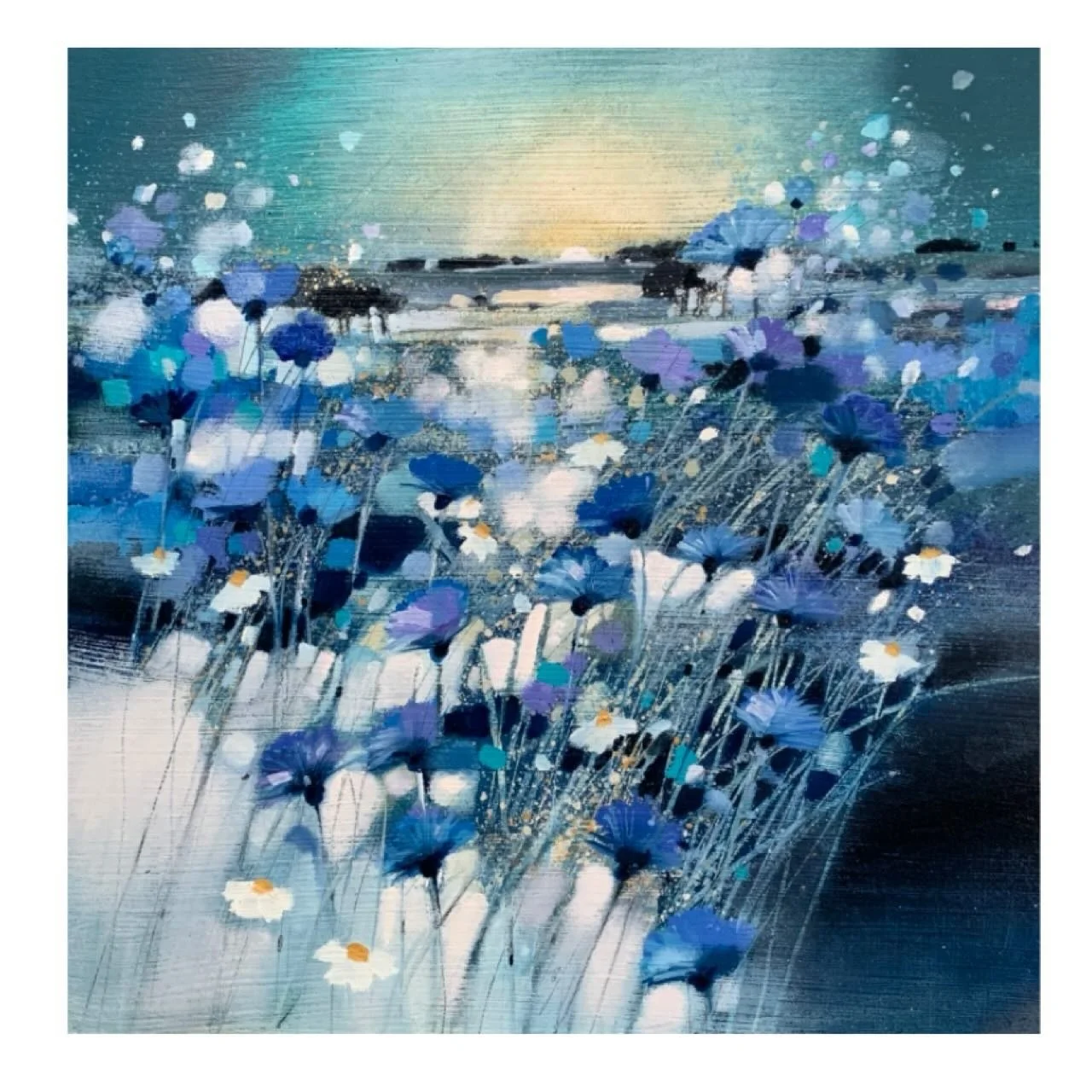 A pair of blue paintings on the easel today.
Cornflowers and thistles, moonlight and sunset.
14&rdquo; x 14&rdquo; (framed size approx 22&rdquo; x 22&rdquo;) 
www.emmasdavisartist.co.uk
.
.
.
#emmasdavisartist #scottishart #thistleart #bluepainting #