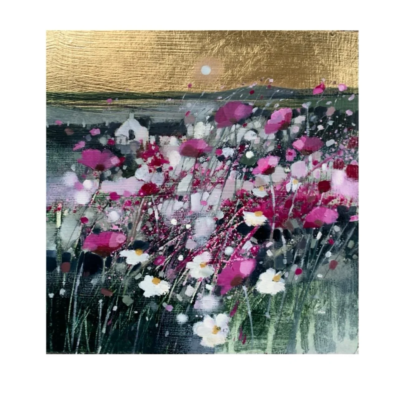 &lsquo;Beneath One Moon&rsquo;
Little 10&rdquo; x 10&rdquo; oil painting with gold leaf. 
Framed size approx 17&rdquo; x 17&rdquo; 
www.emmasdavisartist.co.uk
.
.
.
#emmasdavisartist #scottishart #contemporaryart #painting #art