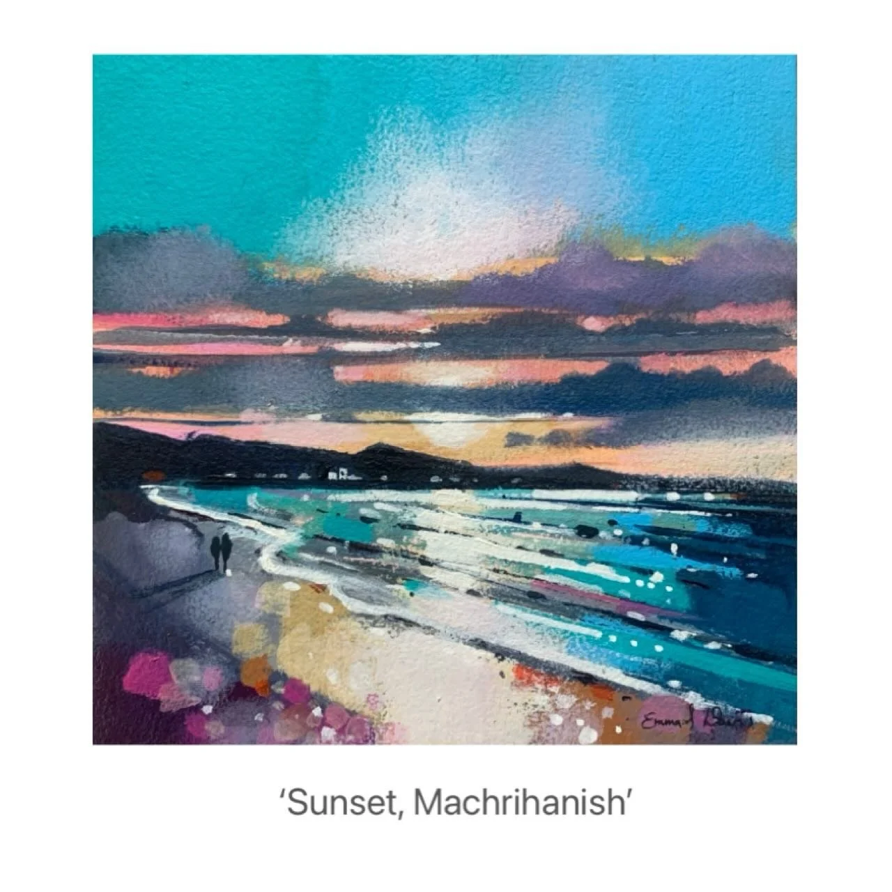 🌟FOR SALE 🌟
NEW SMALL PAINTING COLLECTION 
Exclusively available here for just now. Anything still available will be popped on the website at end of the week. 
1. &lsquo;Sunset, Machrihanish&rsquo; 6&rdquo; x 6&rdquo; (framed in white  hand finishe