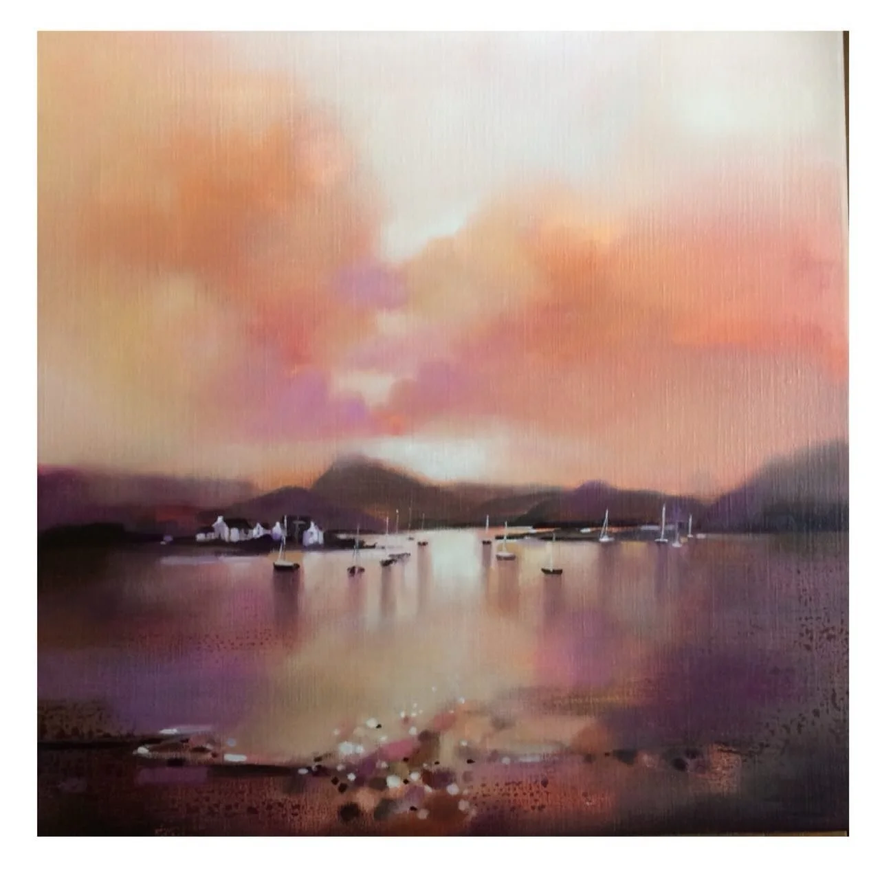 &lsquo;Autumn Sky, Plockton&rsquo; 
24&rdquo; x 24&rdquo; oil on linen 
Framed size approx 32&rdquo; x 32&rdquo; 
www.emmasdavisartist.co.uk
.
.
.
#emmasdavisartist #emmadavis #plockton #scottishart #contemporyart