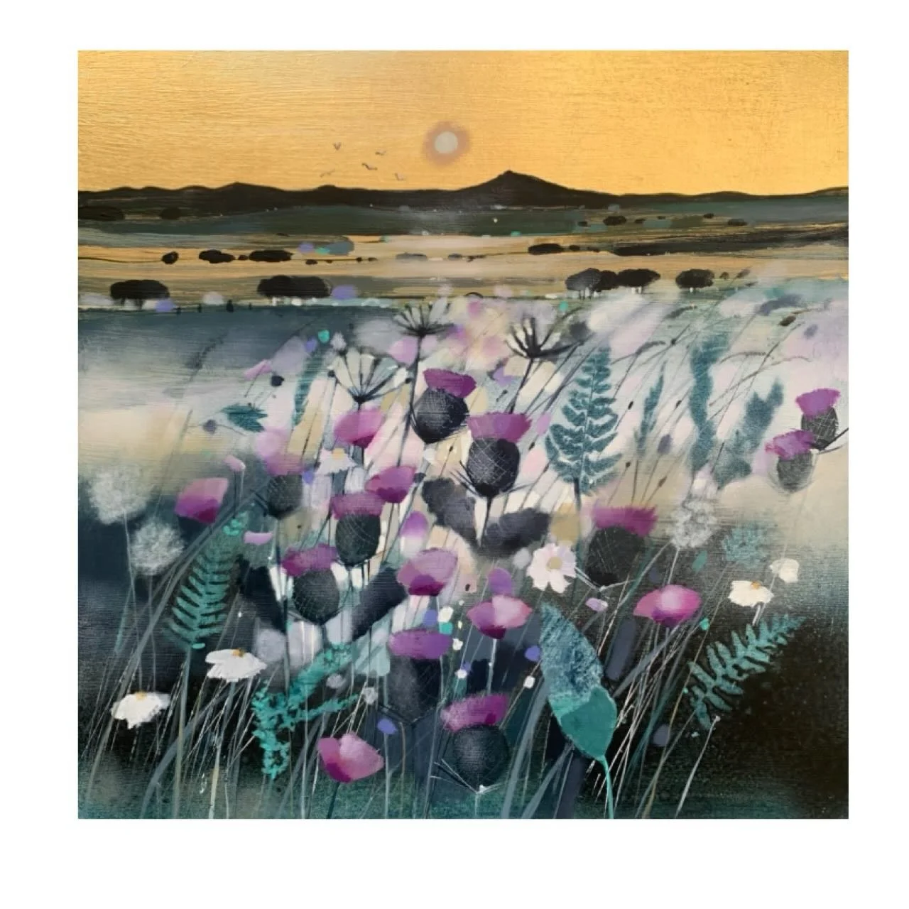 &lsquo;Bennachie at Moonlight&rsquo; 
14&rdquo; x 14&rdquo; oil on gesso panel with gold leaf. 
Framed size approx 23&rdquo; x 23&rdquo; 
www.emmasdavisartist.co.uk
.
.
.
#emmasdavisartist #bennachie #bennachieart #inverurie #scottishart