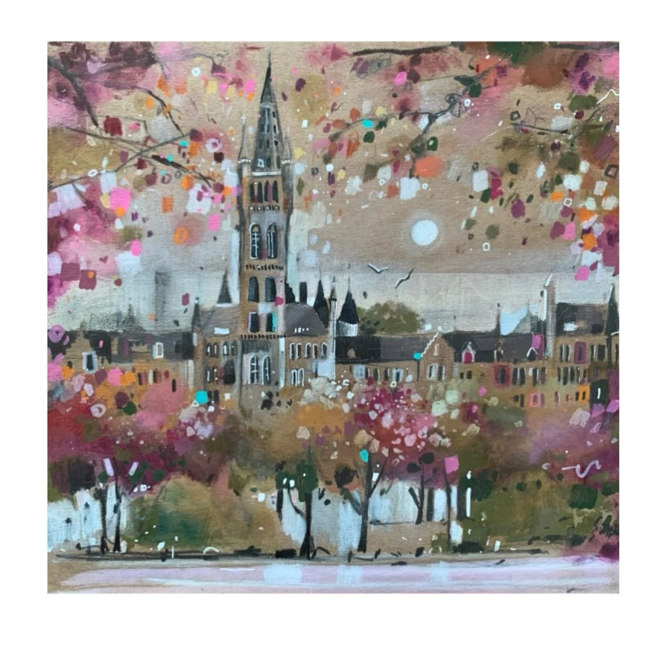 Glasgow University 
Mixed media on paper 
Framed size with mount approximately 15&rdquo; x 15&rdquo; 
www.emmasdavisartist.co.uk
.
.
.
#emmasdavisartist #glasgowuniversity #westendglasgow #scottishart #artwork