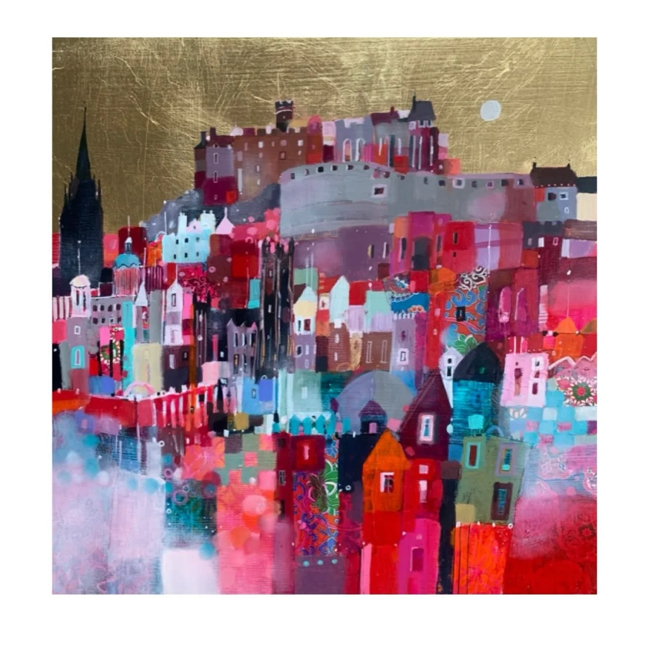 Edinburgh 
15&rdquo; x 15&rdquo; mixed media with gold leaf. 
Framed size approx 22&rdquo; x 22&rdquo; 
www.emmasdavisartist.co.uk
.
.
.
#emmasdavisartist #edinburghart #scottishart #art #edinburgh