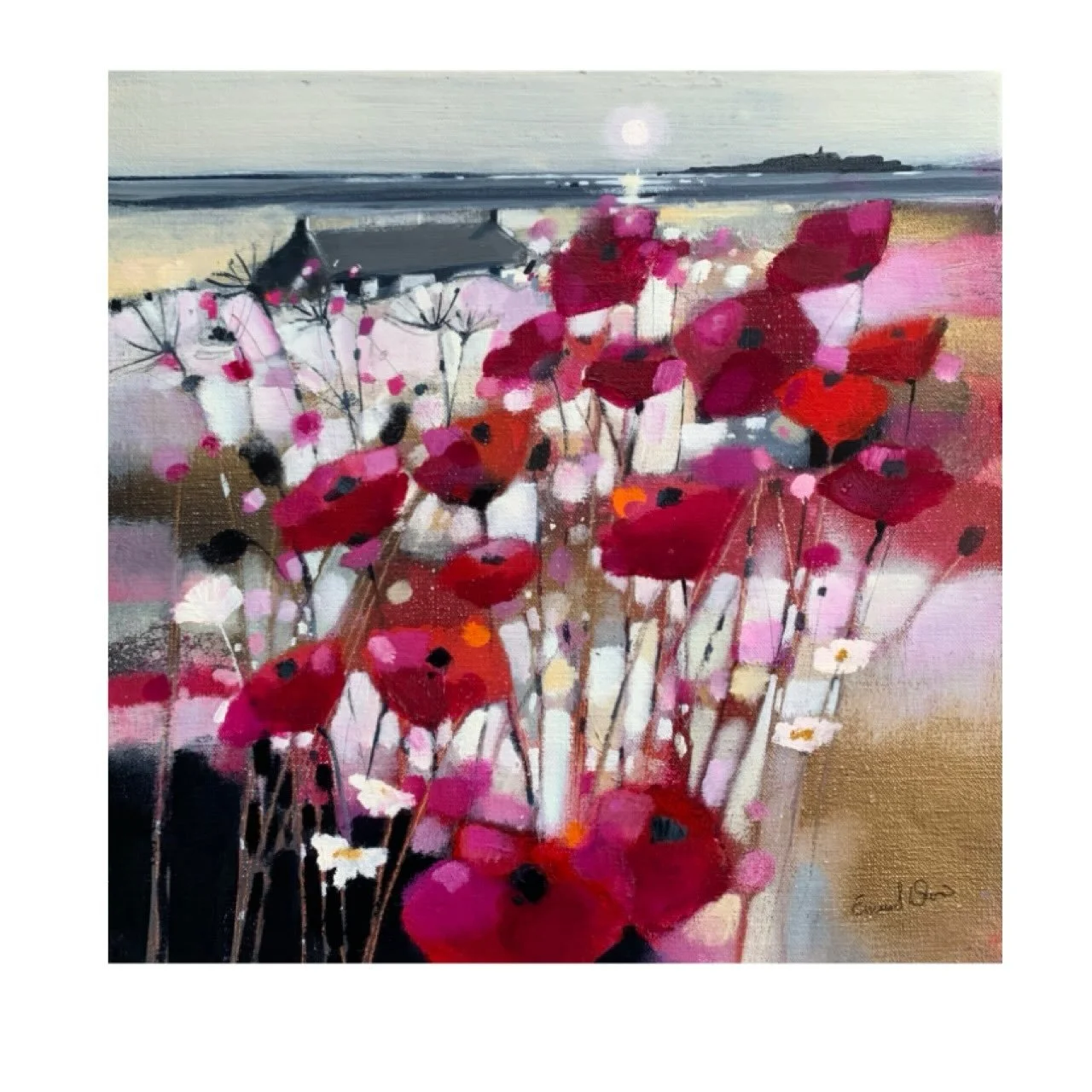 Moonlight &amp; Isle of May 
12&rdquo; x 12&rdquo; oil on linen 
The beautiful poppy fields of the East Neuk of Fife looking over to Isle of May. 
www.emmasdavisartist.co.uk
.
.
.
#emmasdavisartist #poppy #oilpainting #isleofmay #contemporaryart