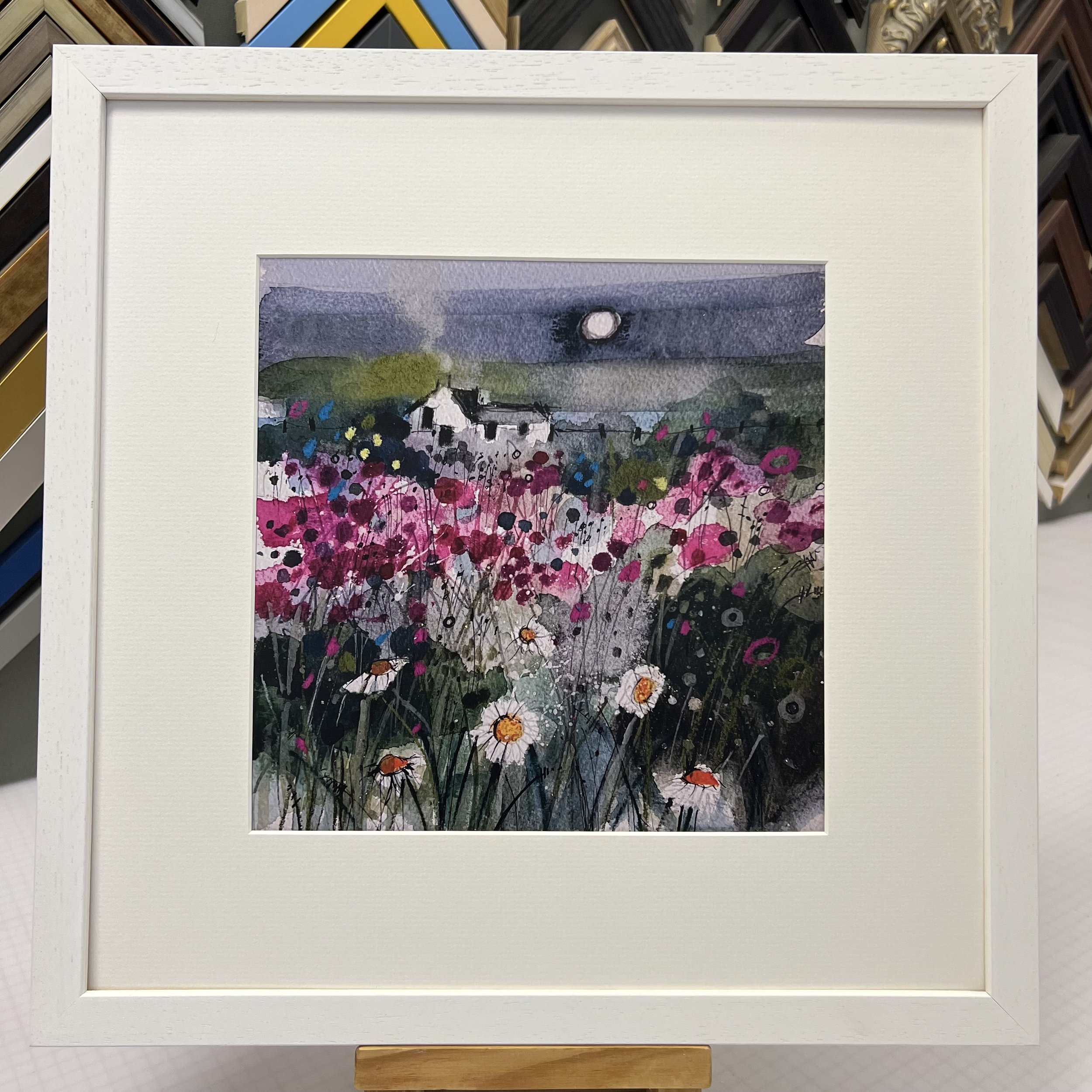 Framed in white 'Solitude' open edition print by Emma S Davis Scottish Landscape Artist