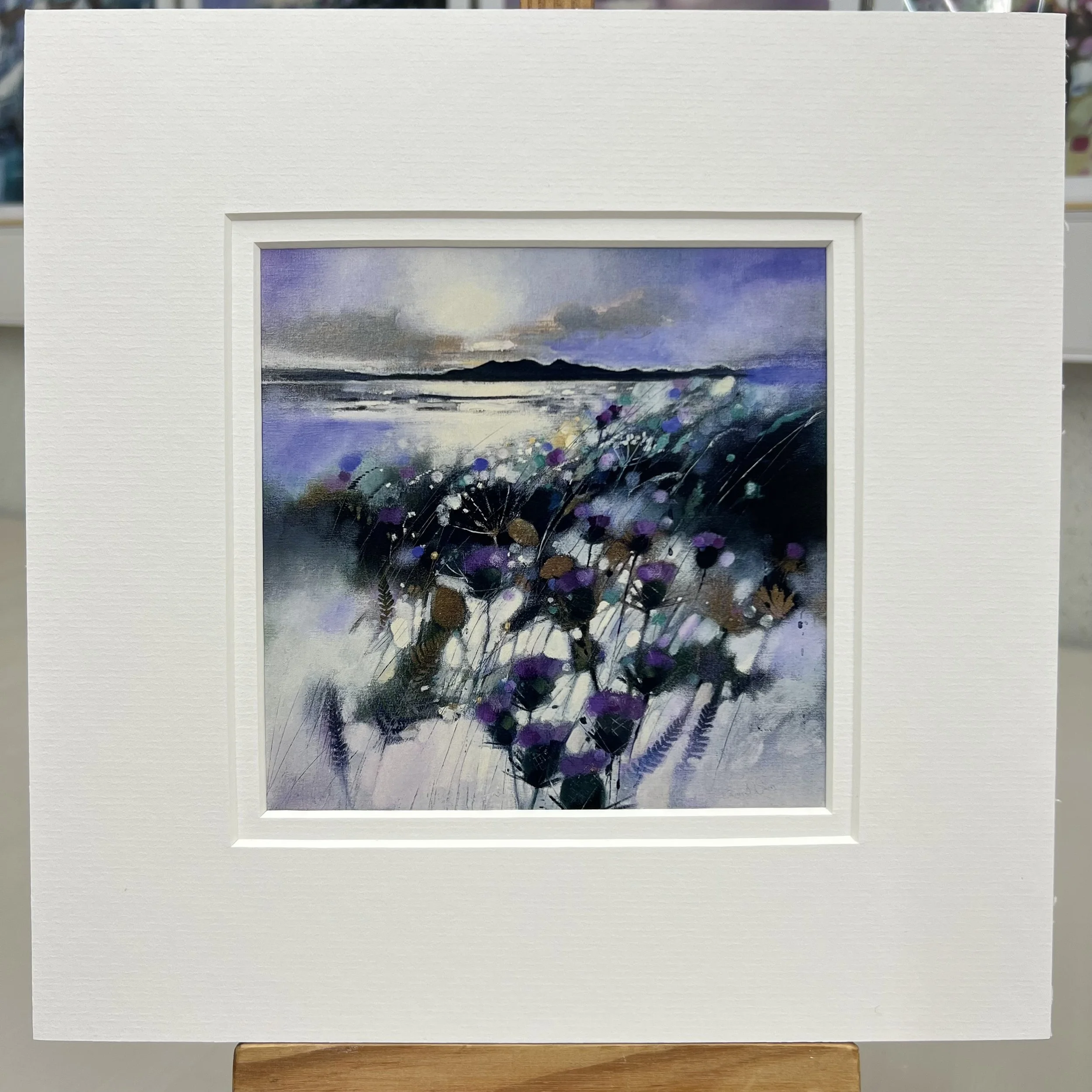 Greetings Card Isle of Arran Thistles by Scottish Landscape Artist Emma S Davis. Mounted option.