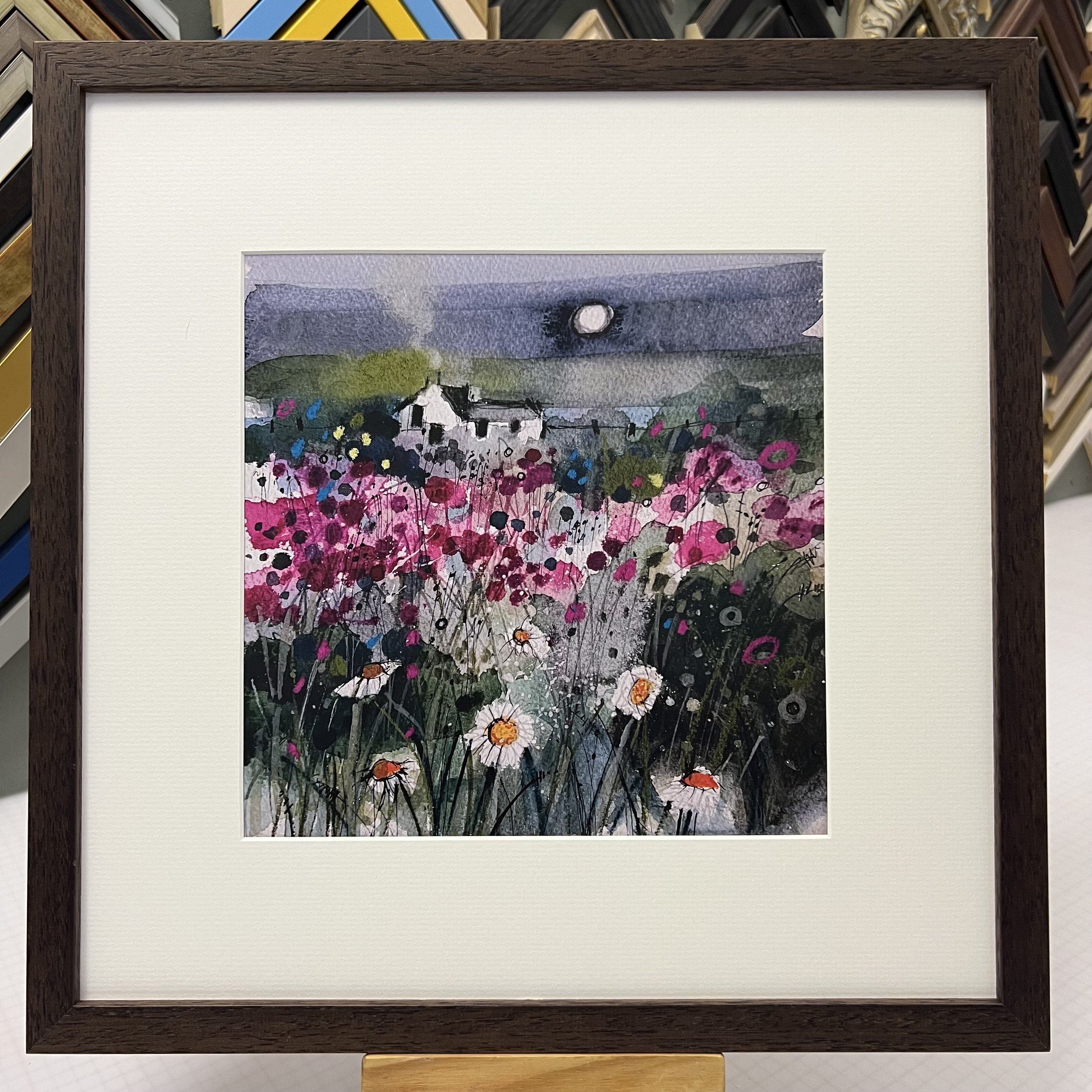 Framed in dark brown 'Solitude' open edition print by Emma S Davis Scottish Landscape Artist