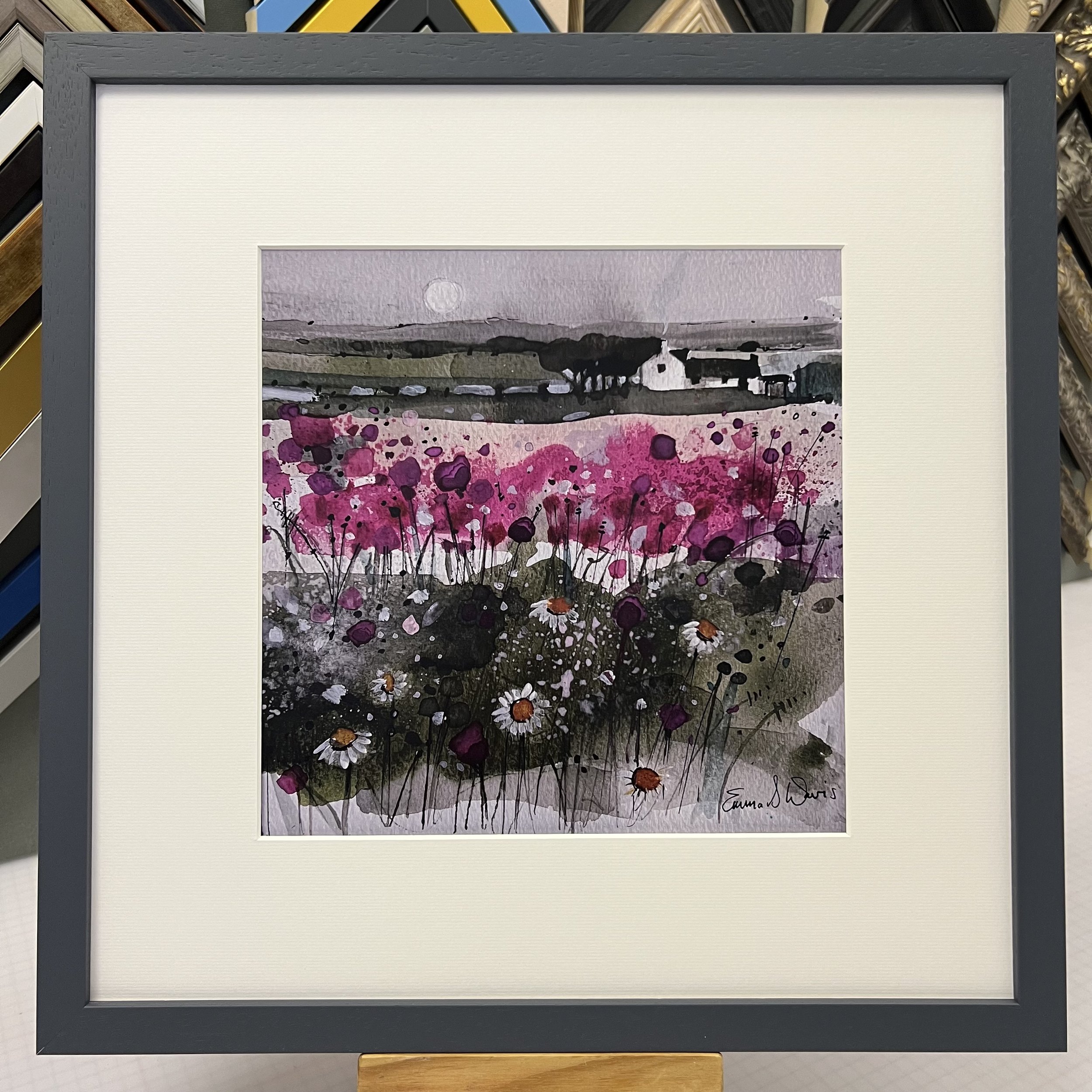 Framed dark grey 'Home Is Where the Heart Is' open edition print by Emma S Davis Scottish Landscape Artist