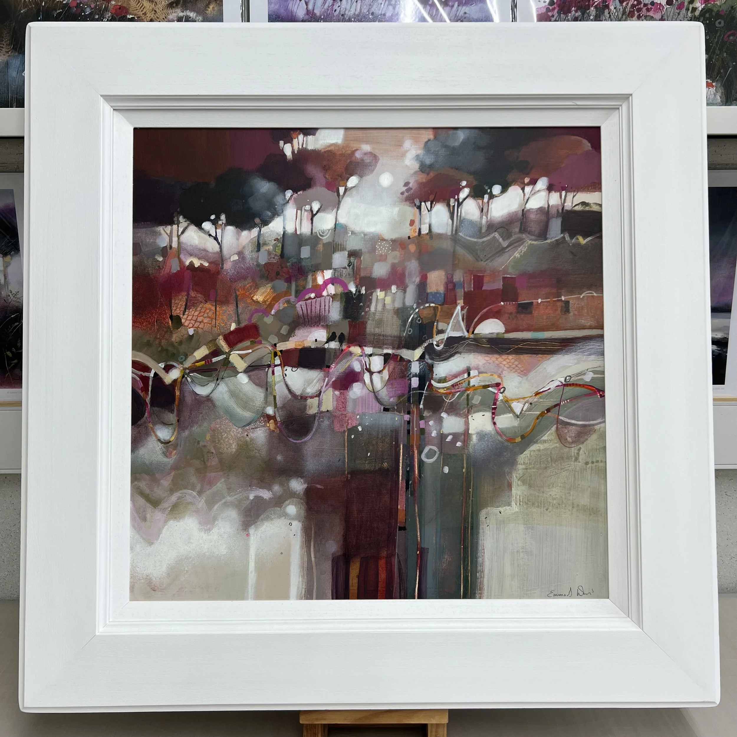 Framed abstract landscape painting Side by Side by Emma S Davis