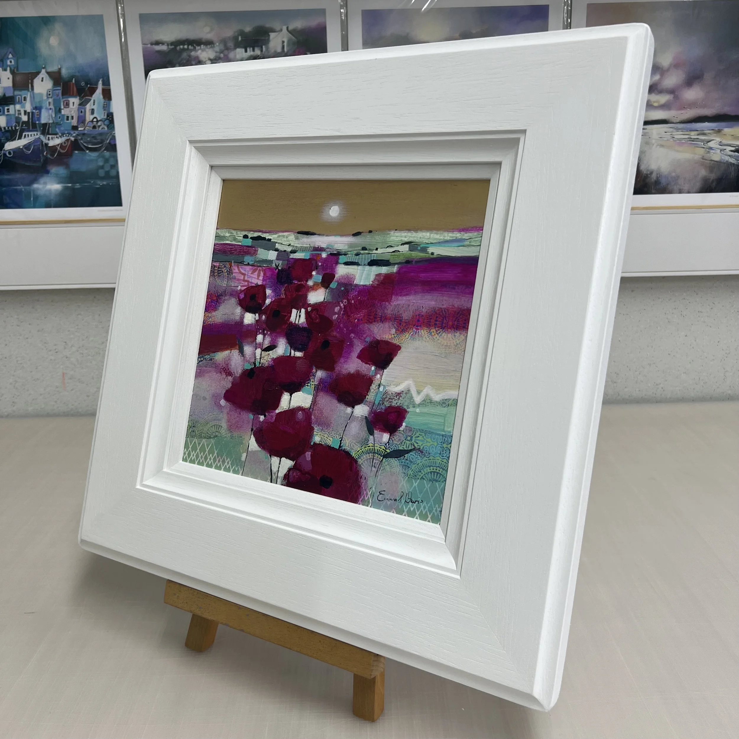 Original Painting Poppies 'Forever Field' Emma S Davis Artist side view