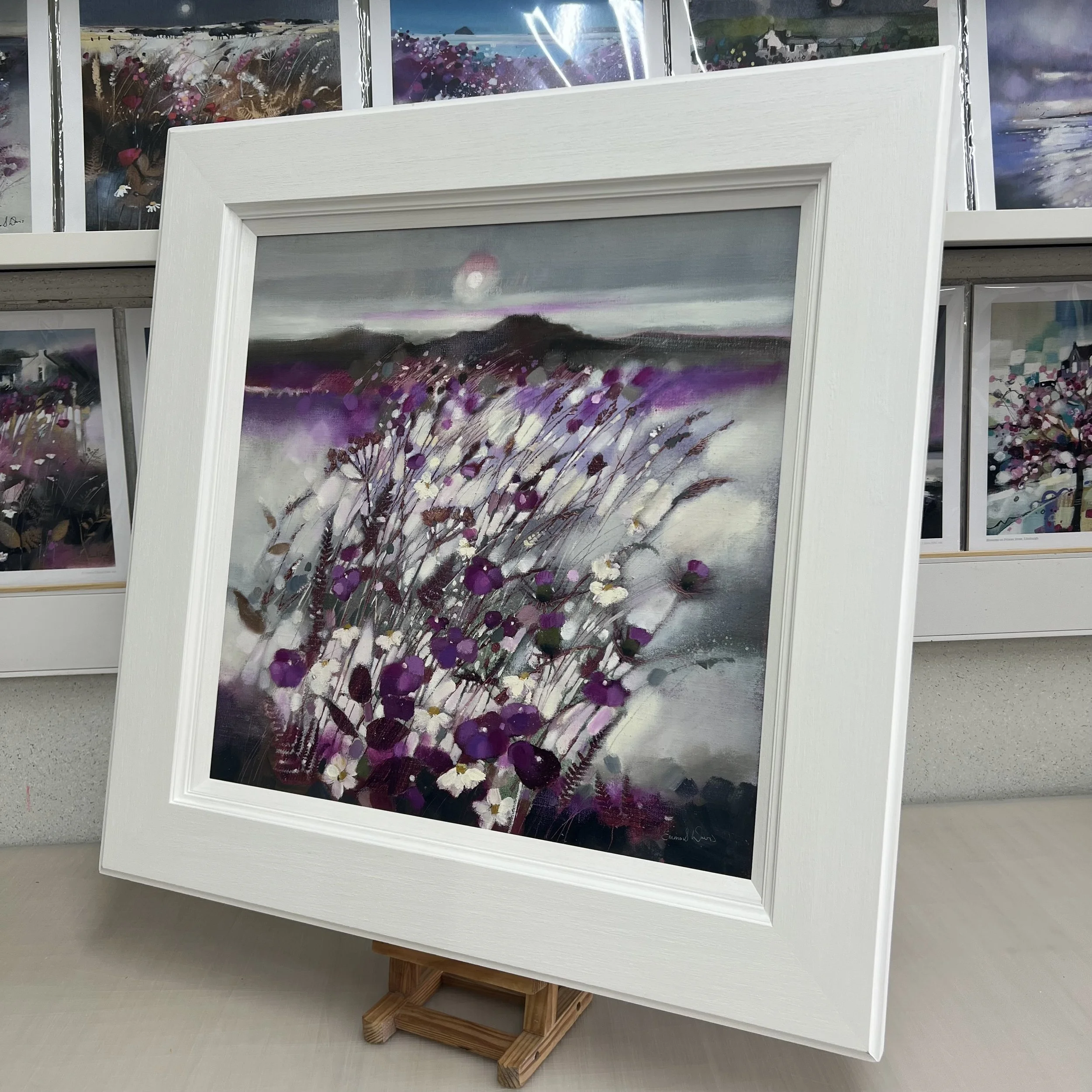 Original oil painting of Ben Lomond overlooking Loch Lomond with Scottish wildflowers in the foreground by Scottish artist Emma S Davis. Alternate view.
