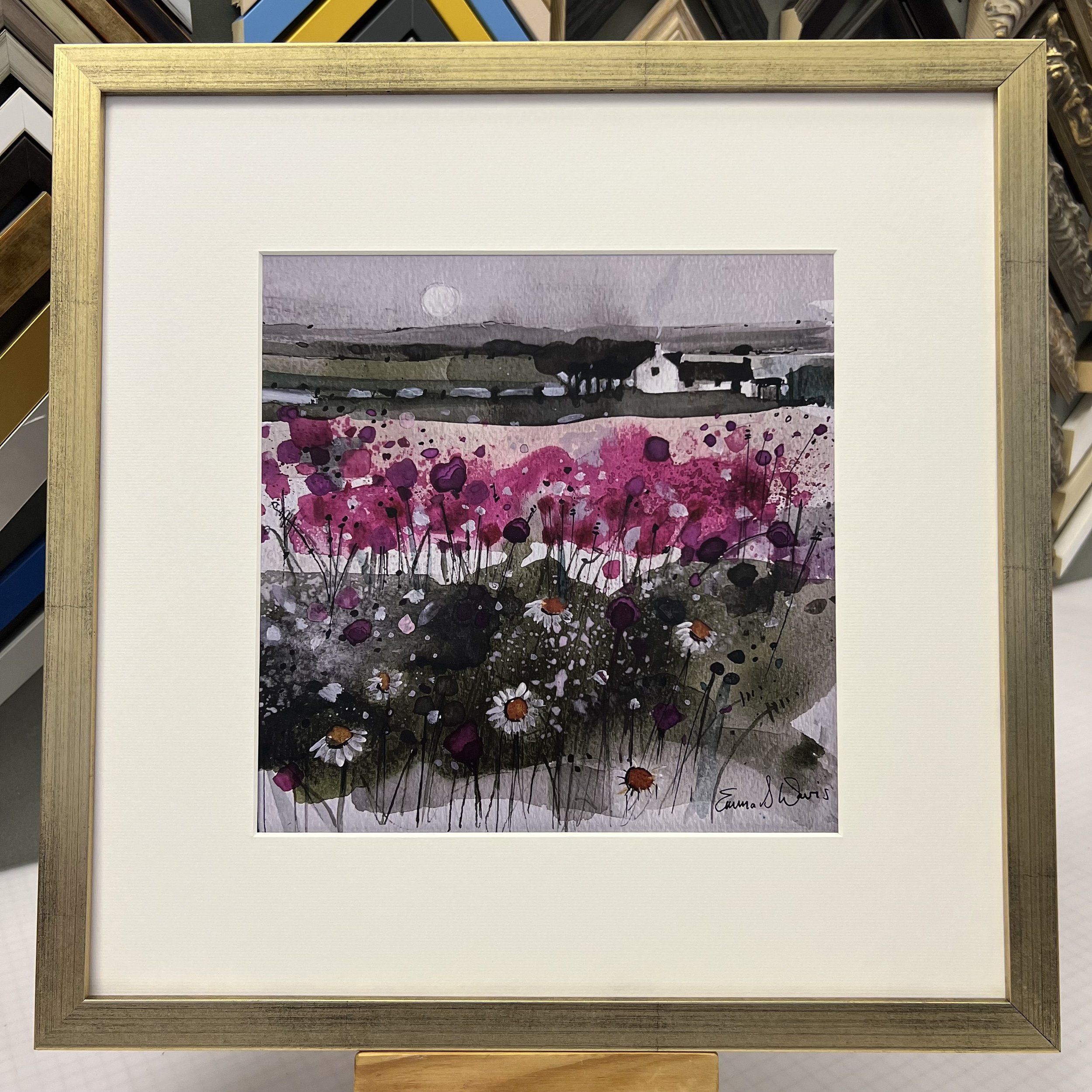 Framed gold 'Home Is Where the Heart Is' open edition print by Emma S Davis Scottish Landscape Artist