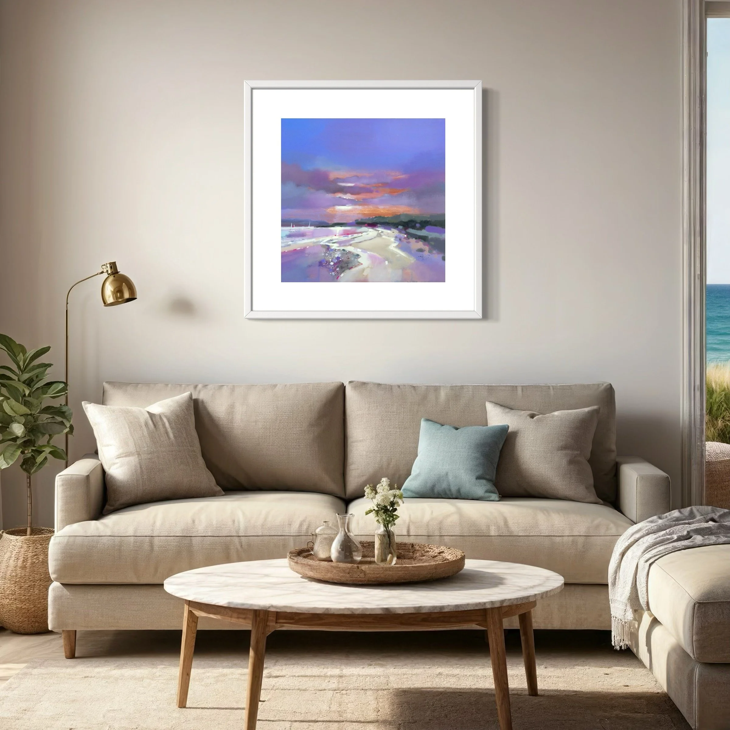 Art Print of Ettrick Bay, Isle of Bute by Emma S Davis Artist. Limited Edition. Interior view.