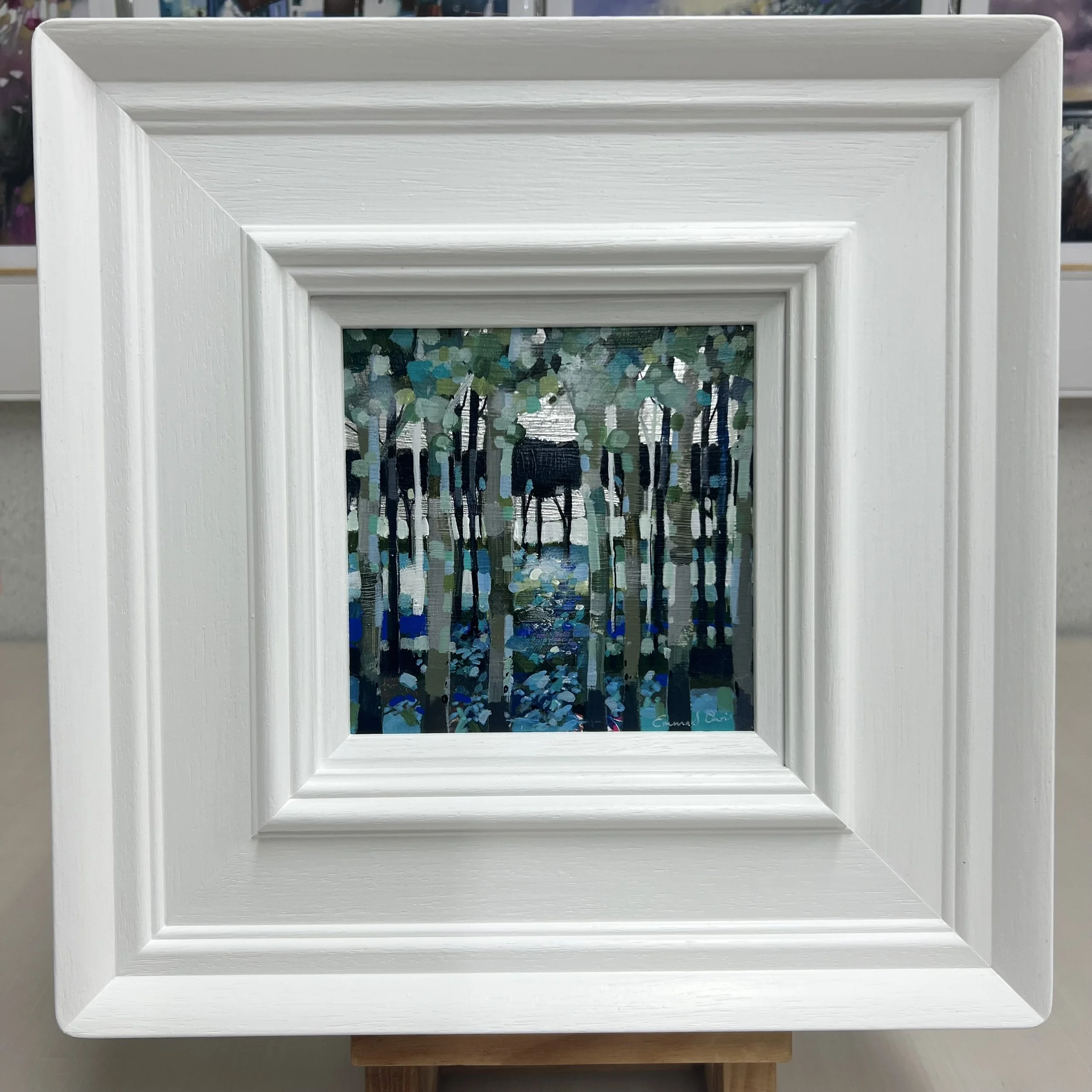 Woodland & Floral Original Framed 'Amongst the Bluebells' Painting Emma S Davis Artist Front View