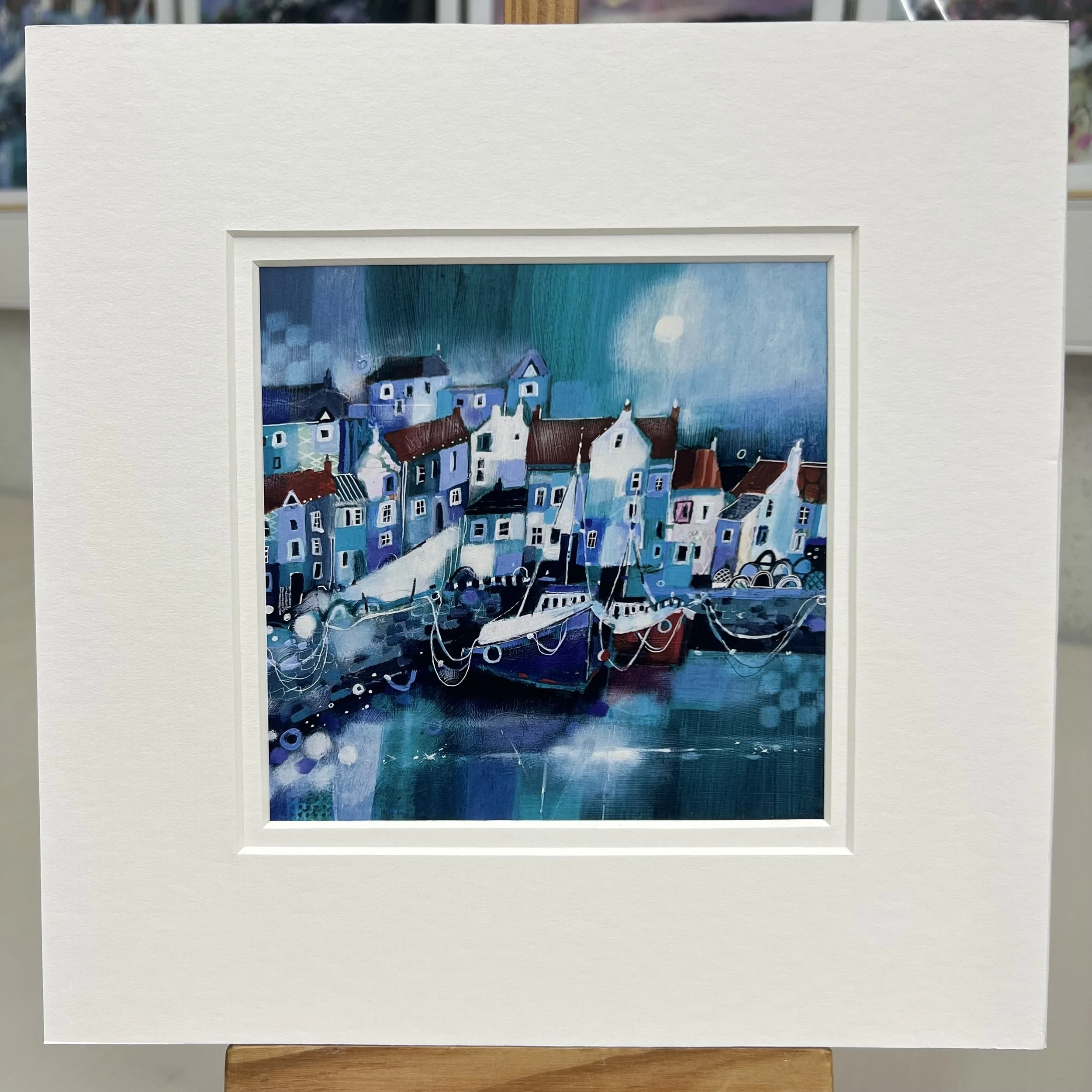 Greetings Card Pittenweem Harbour East Neuk of Fife by Scottish Landscape Artist Emma S Davis. Mounted option.